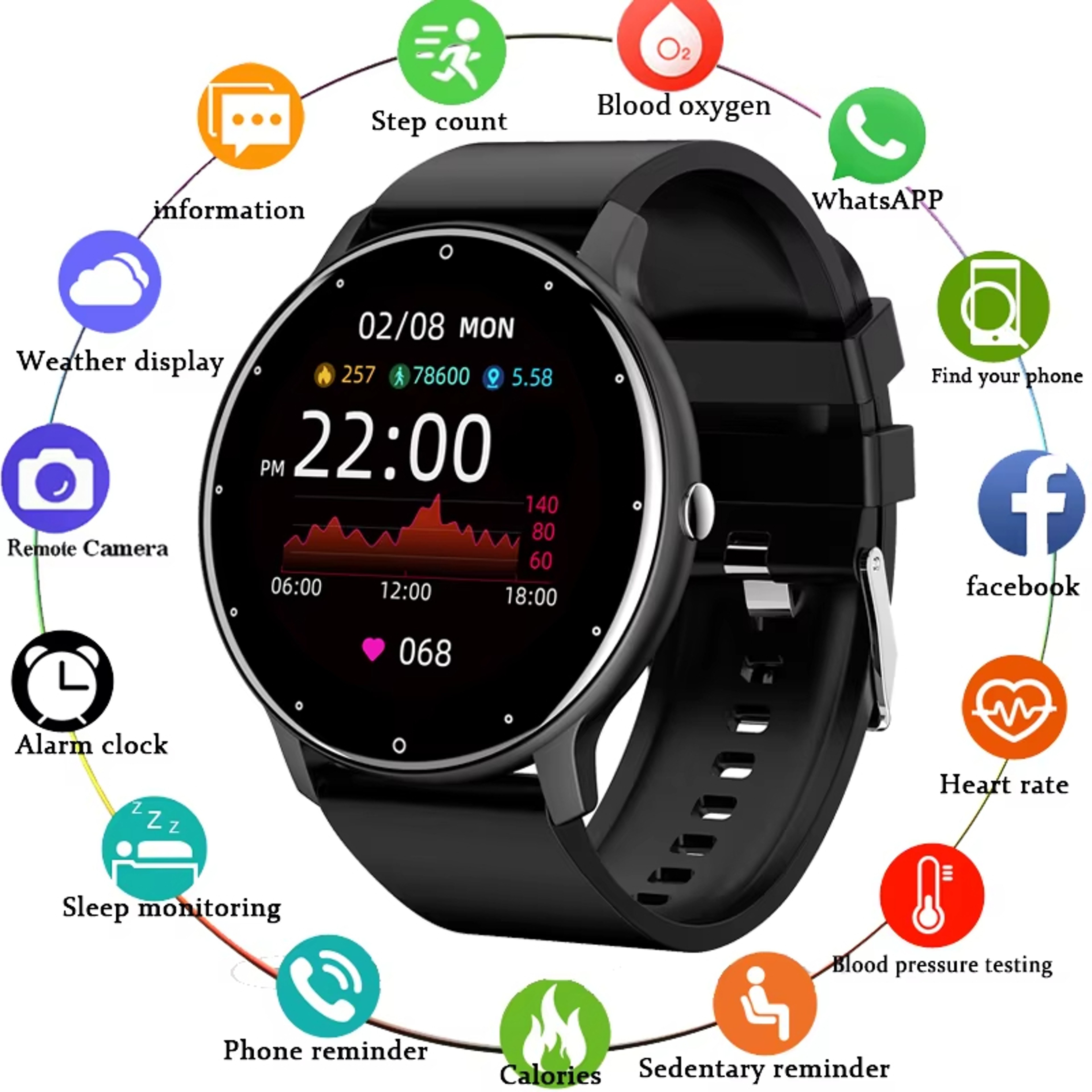 Full Touch Screen Smart Watch With Fitness Tracking Bluetooth Alerts And Life Waterproof Design 1