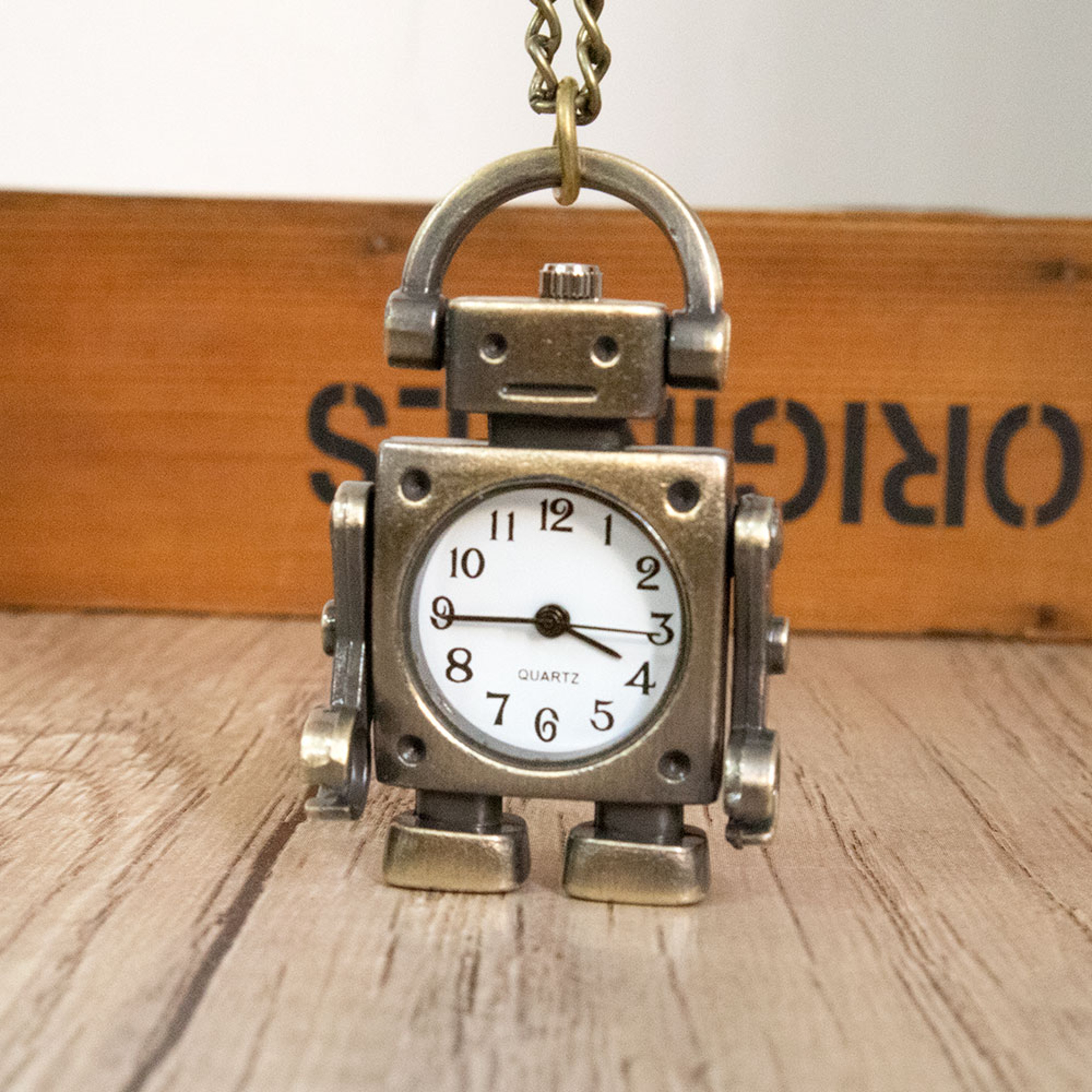 Robot Quartz Pocket Watch With Arabic Numerals And Round Antique Style Dial 5