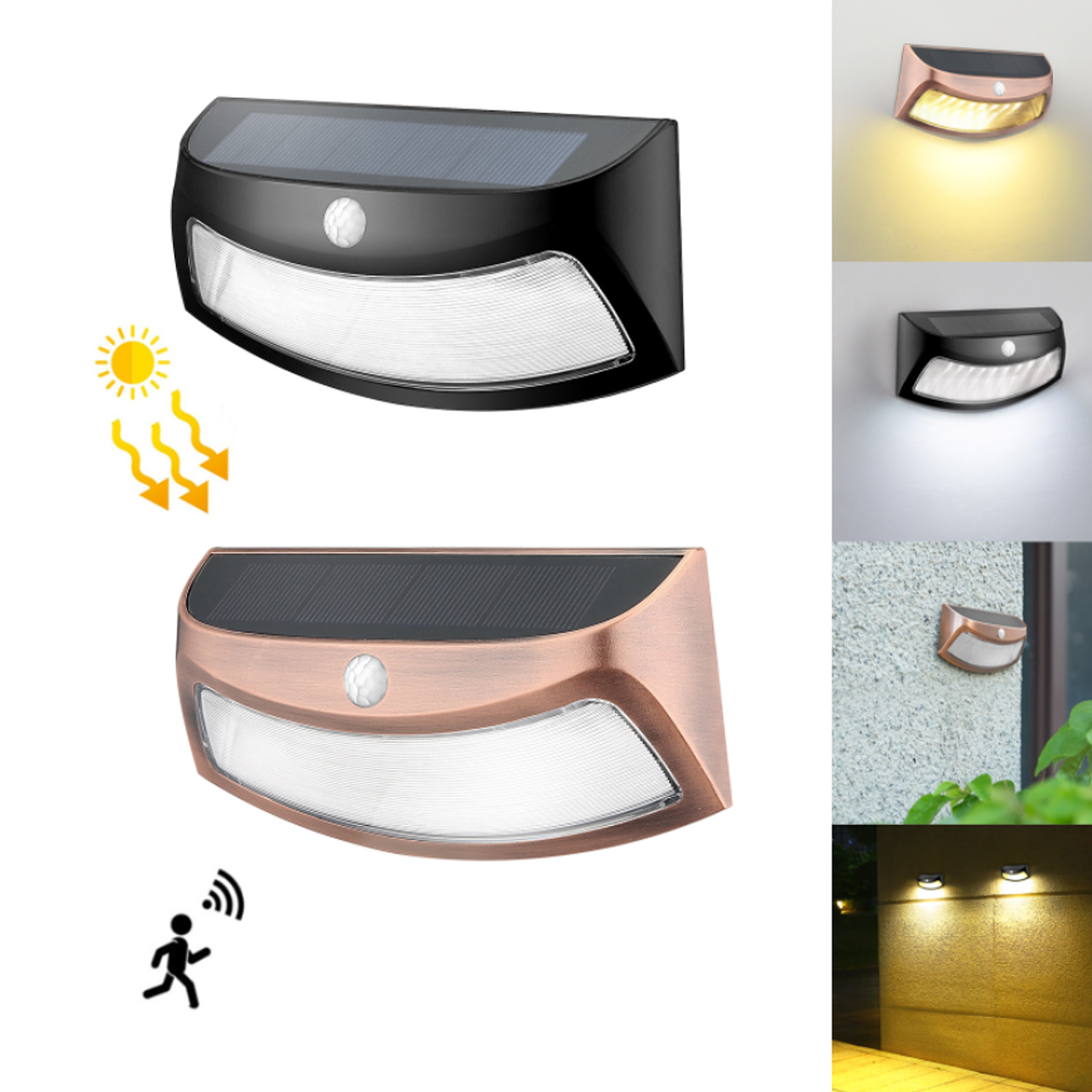 PIR Motion Sensor Solar LED Wall Light IP65 Outdoor Security Lamp 1