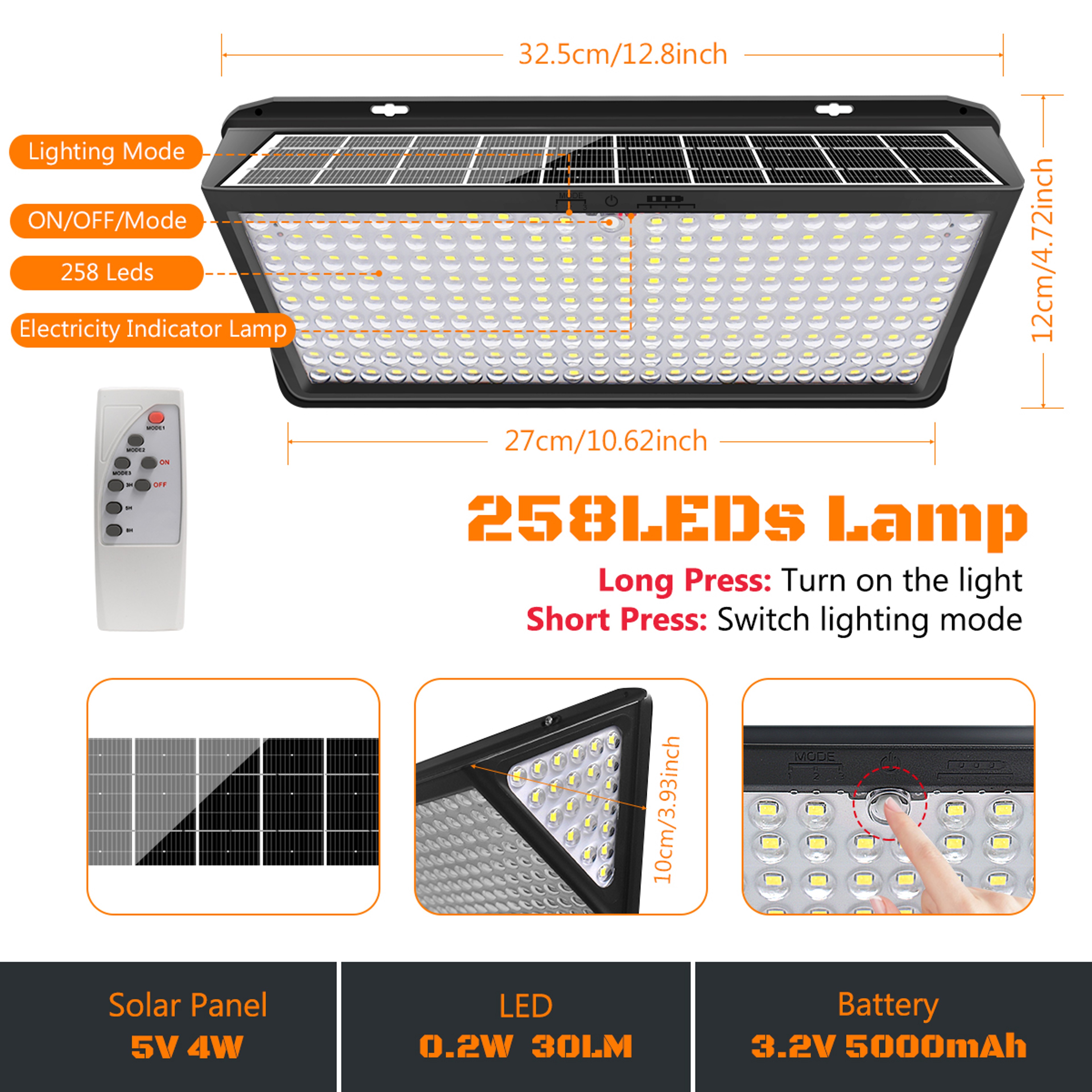 Solar Motion Sensor Wall Lights With 3 Lighting Modes And IP65 Waterproof Housing 1