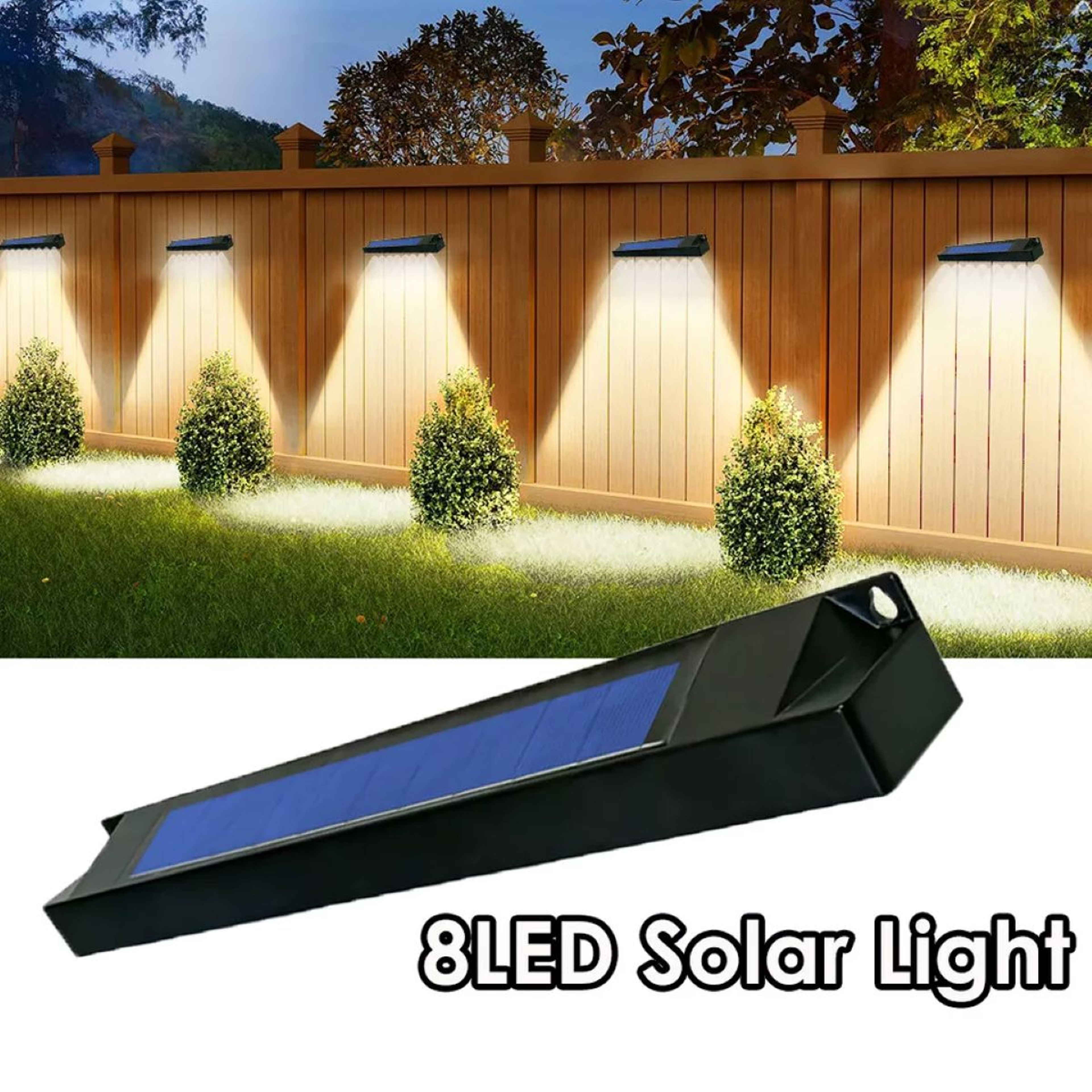 Solar Outdoor Wall Light With 4 Or 8 LEDs Warm Or White Light 1