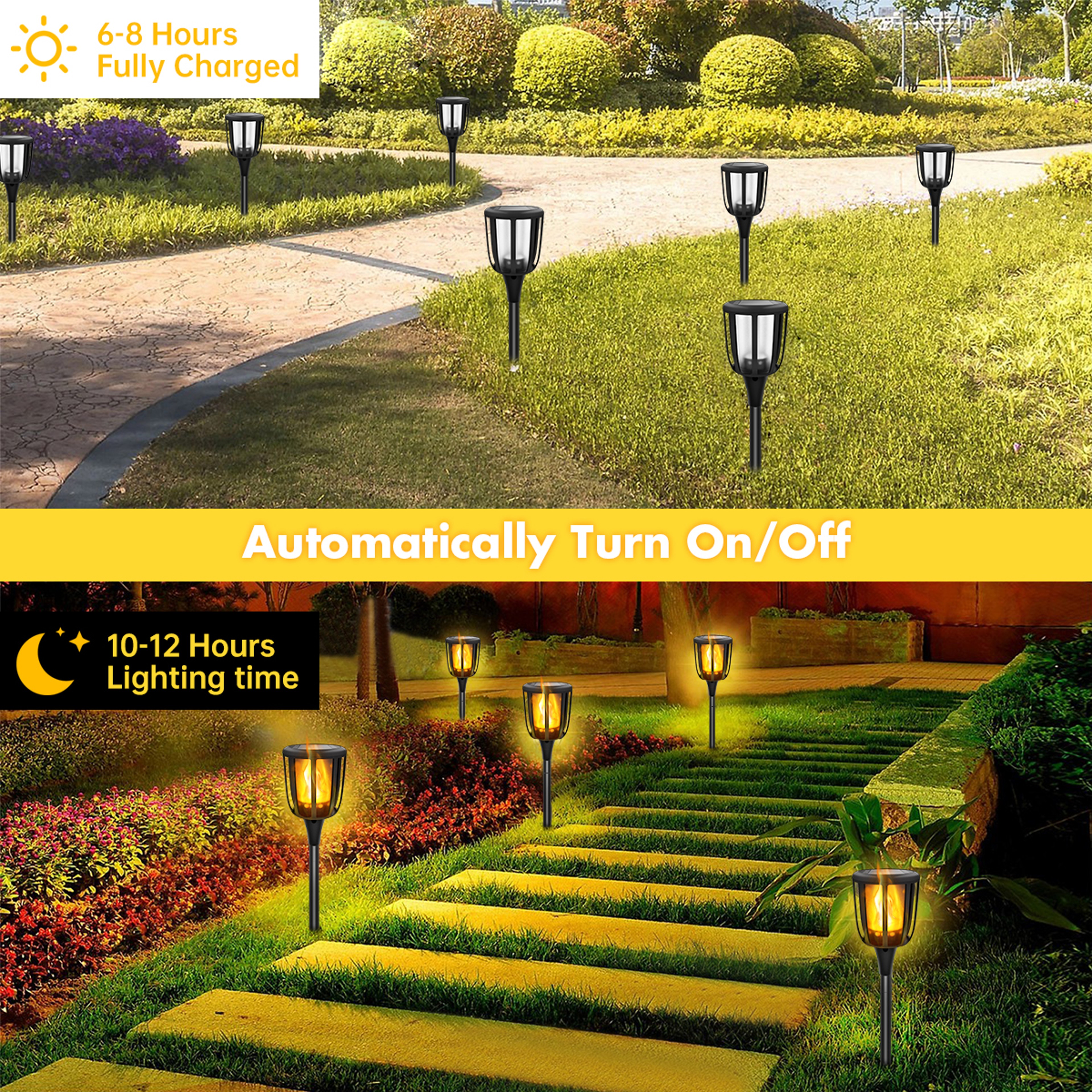 Solar Flame Torch Lights with Flickering LED Flame and IP65 Waterproof Design – view 2