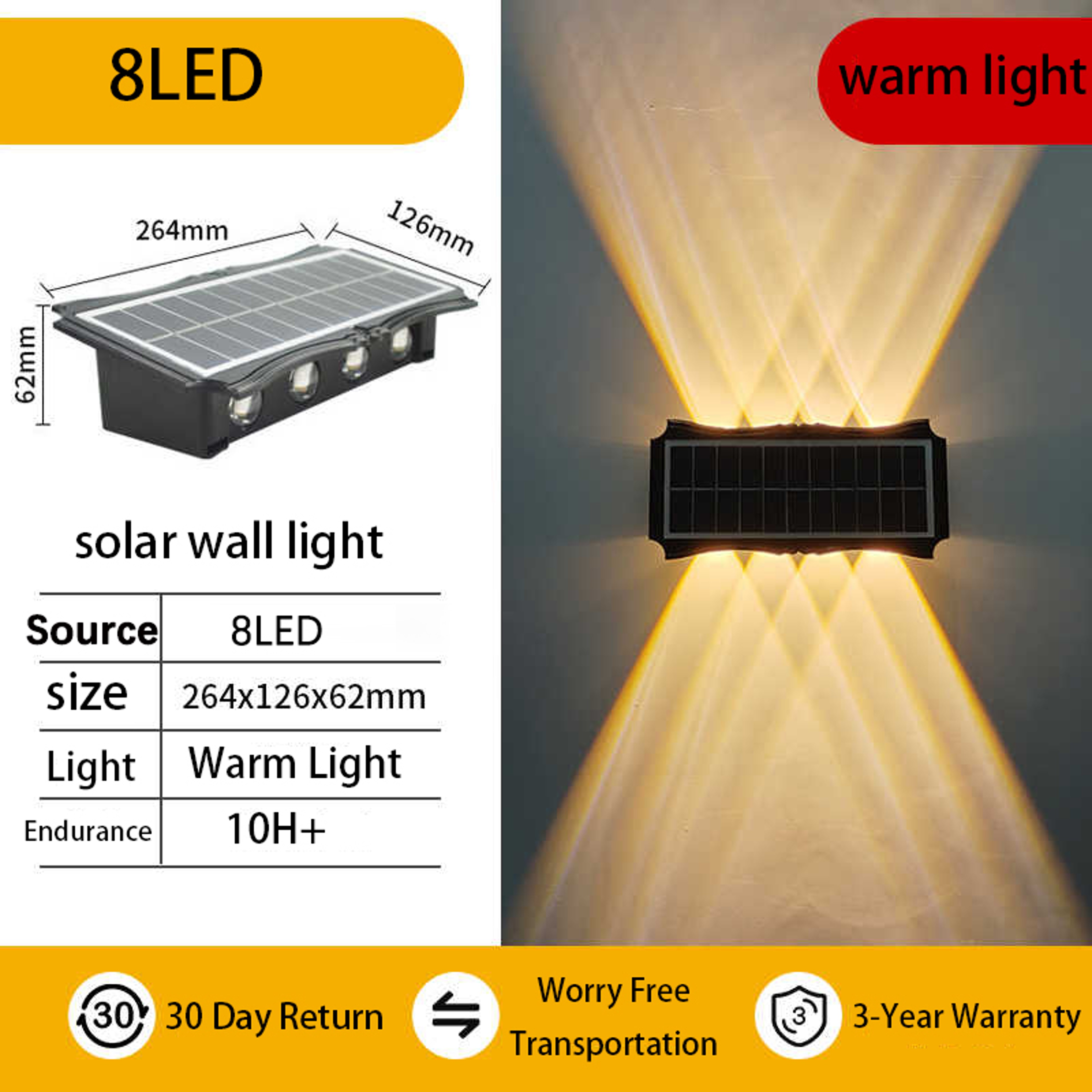Outdoor Solar LED Wall Light IP65 Waterproof Up And Down Garden Lighting 8