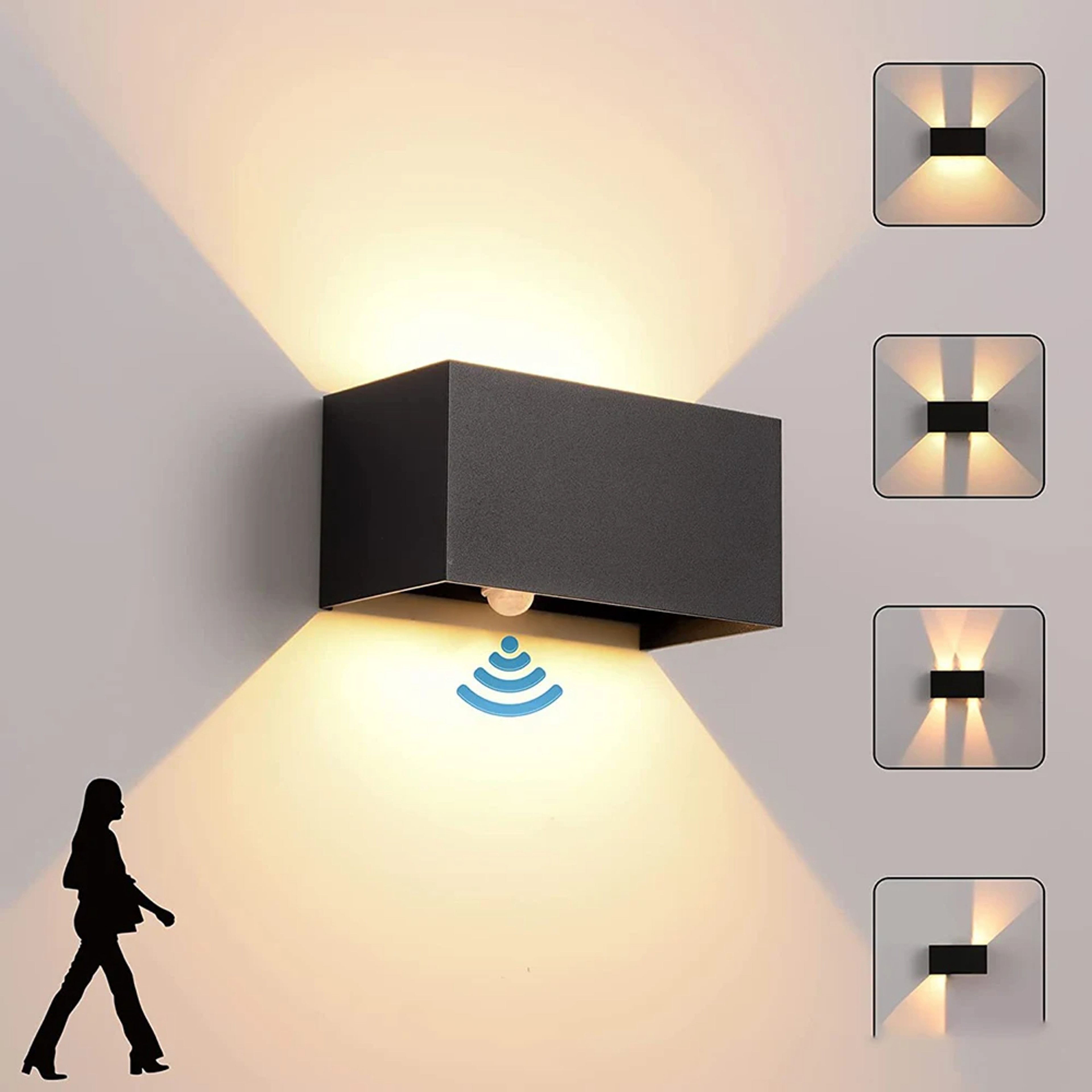Motion Sensor LED Outdoor Wall Light 24W IP54 Adjustable Aluminum Lamp 2