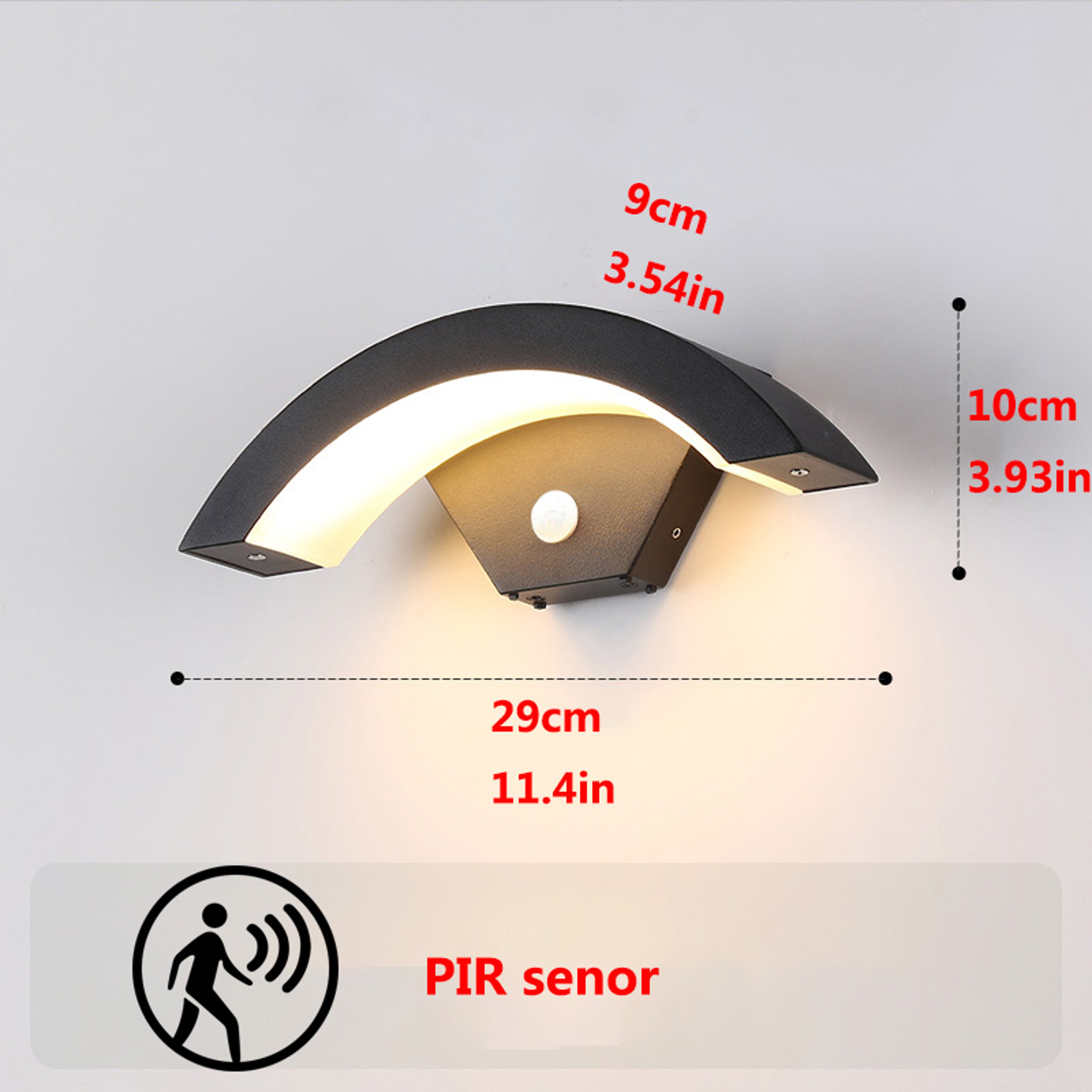 Modern LED Outdoor Wall Light With PIR Motion Sensor IP65 Aluminum Design 5