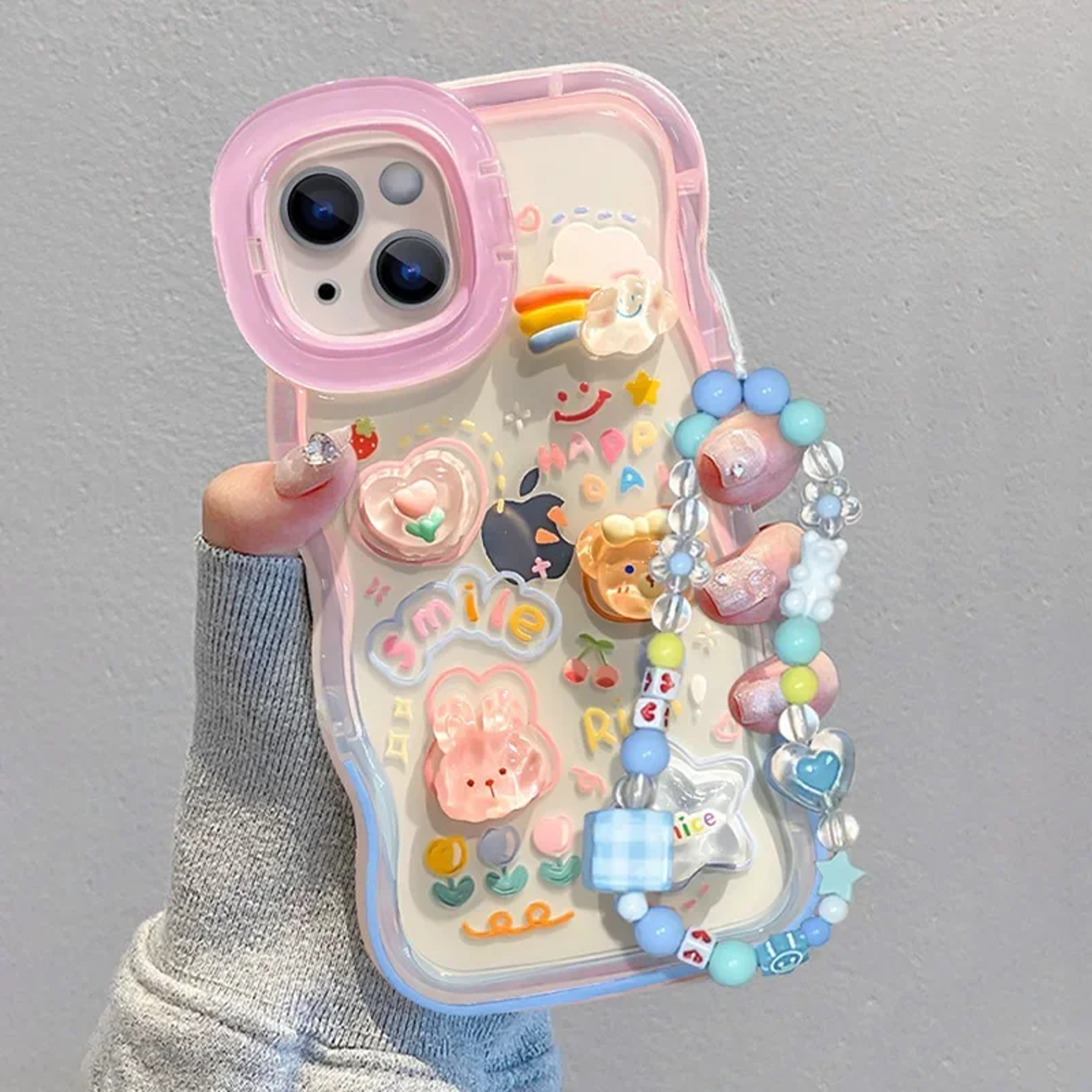 Rainbow Beaded iPhone Case with 3D Stand and Lanyard – view 2