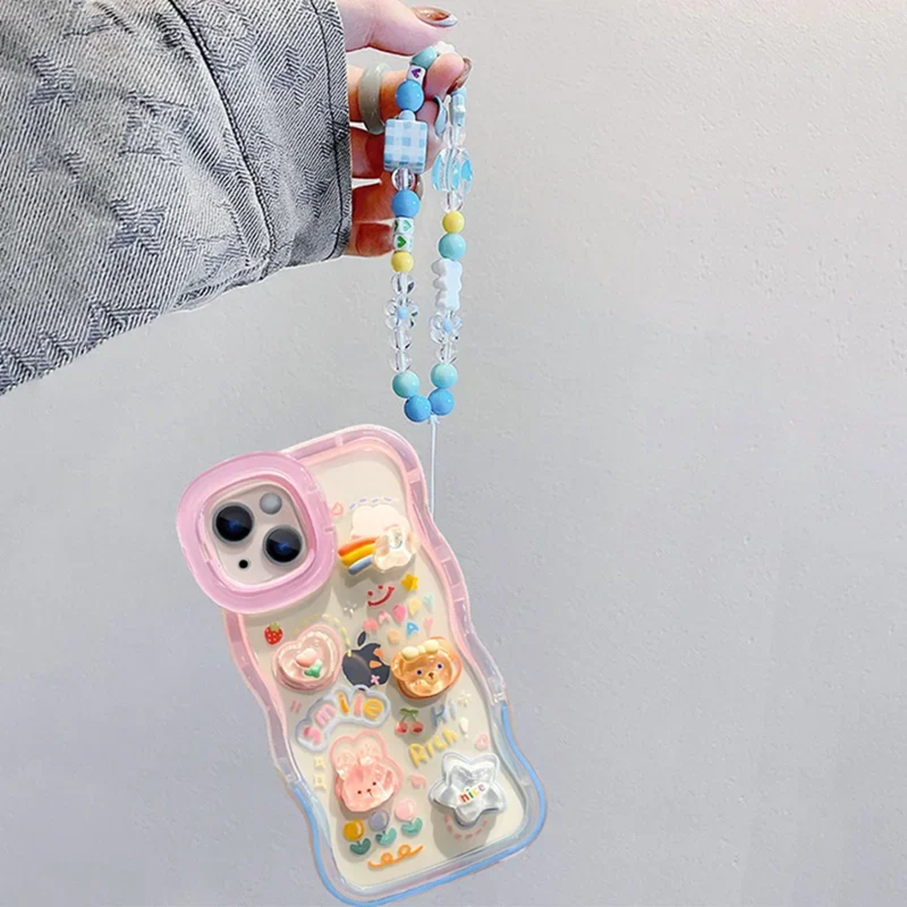 Rainbow Beaded iPhone Case with 3D Stand and Lanyard – view 5