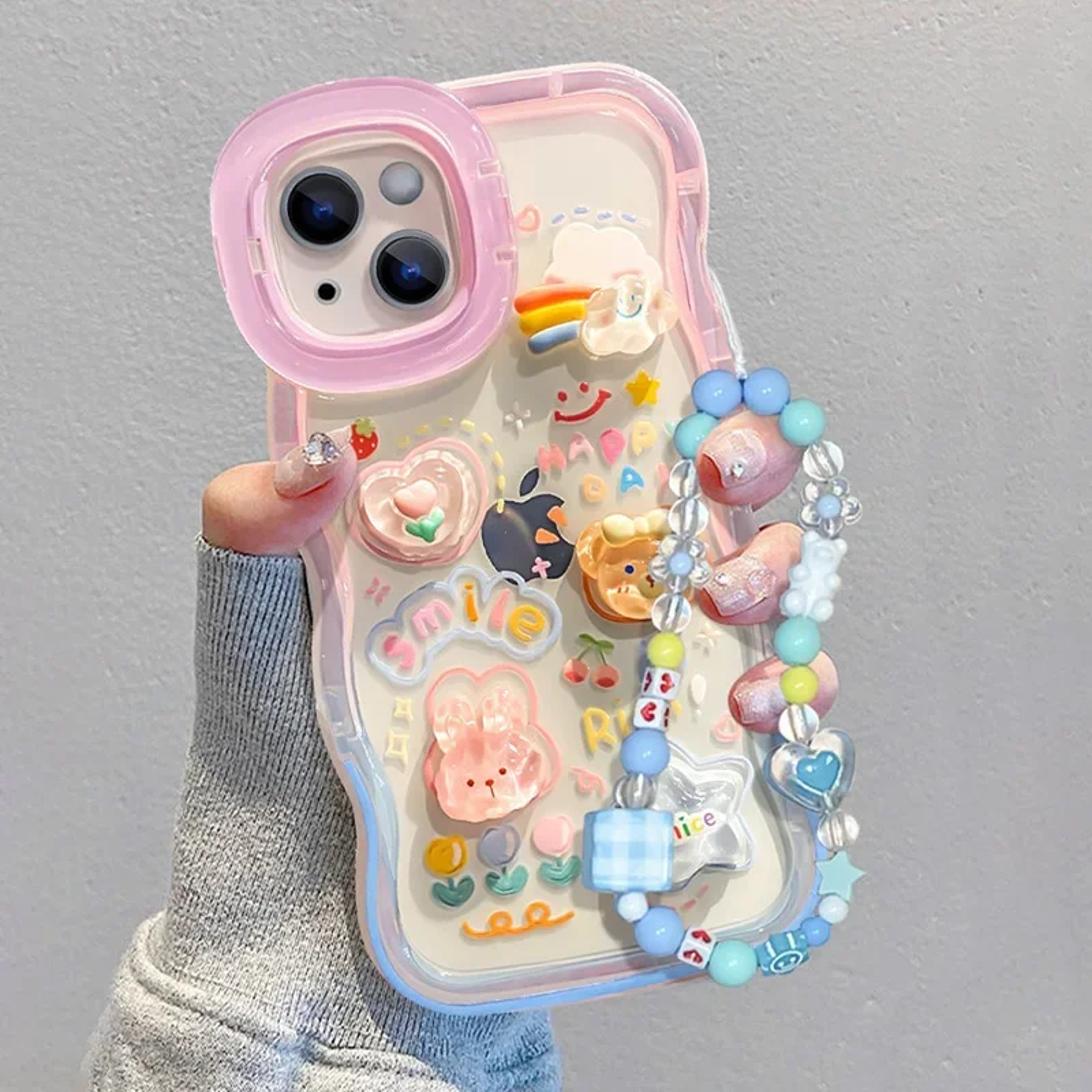Rainbow Beaded iPhone Case with 3D Stand and Lanyard – view 7