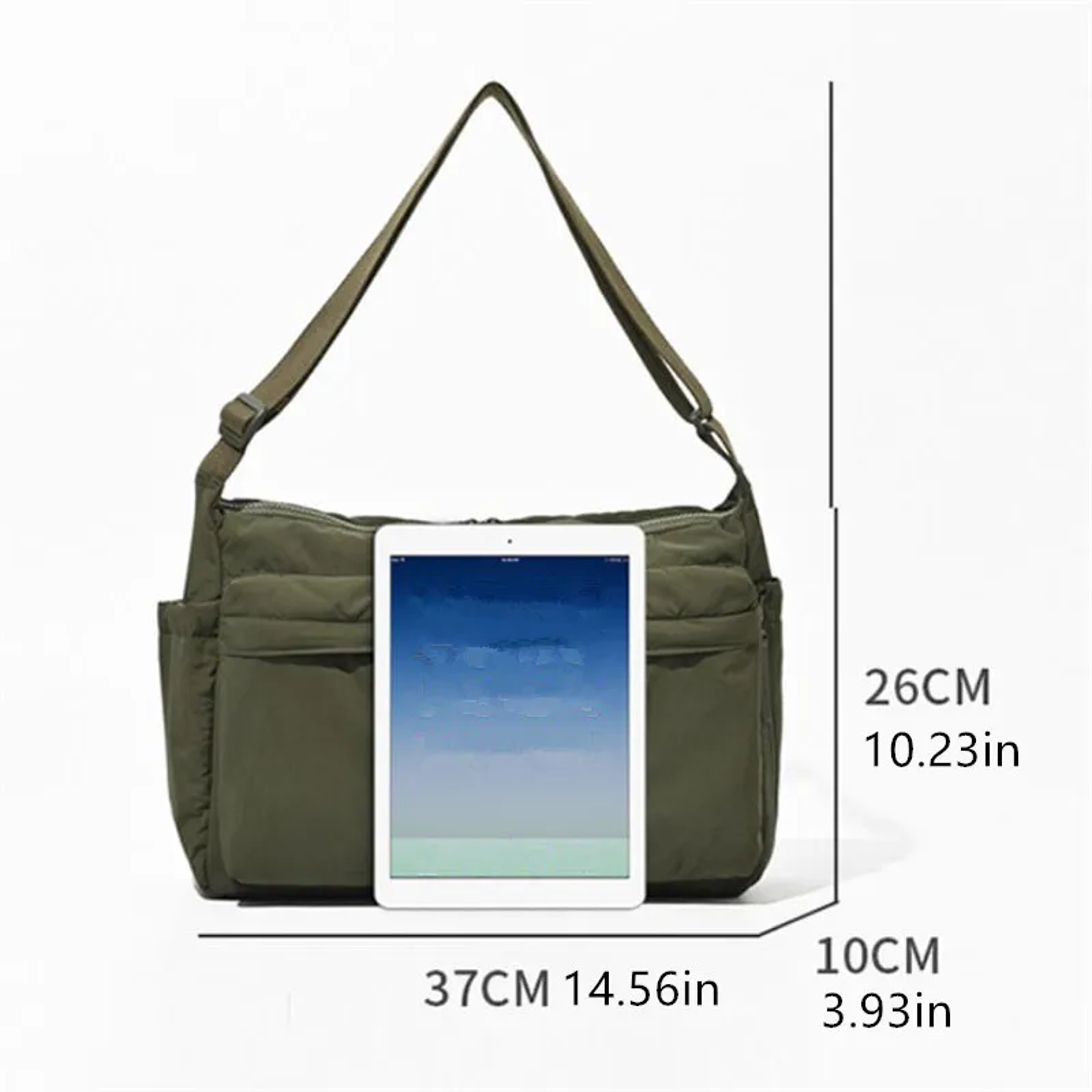 Casual Nylon Messenger Bag With Laptop Compartment And Multi Pocket Storage 2