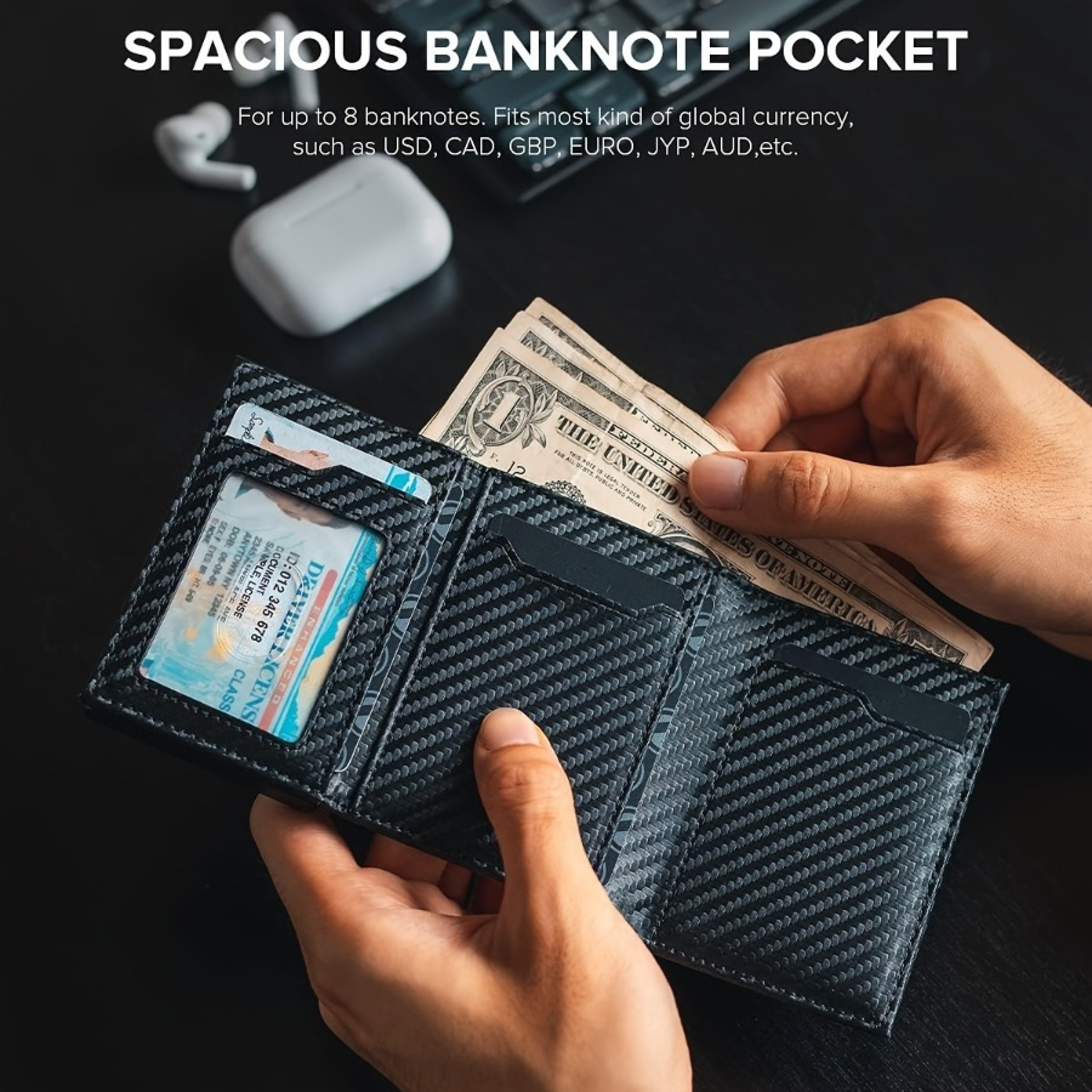 Men's RFID Blocking Wallet with Pop Up Card Holder and Zipper Coin Pocket – view 2