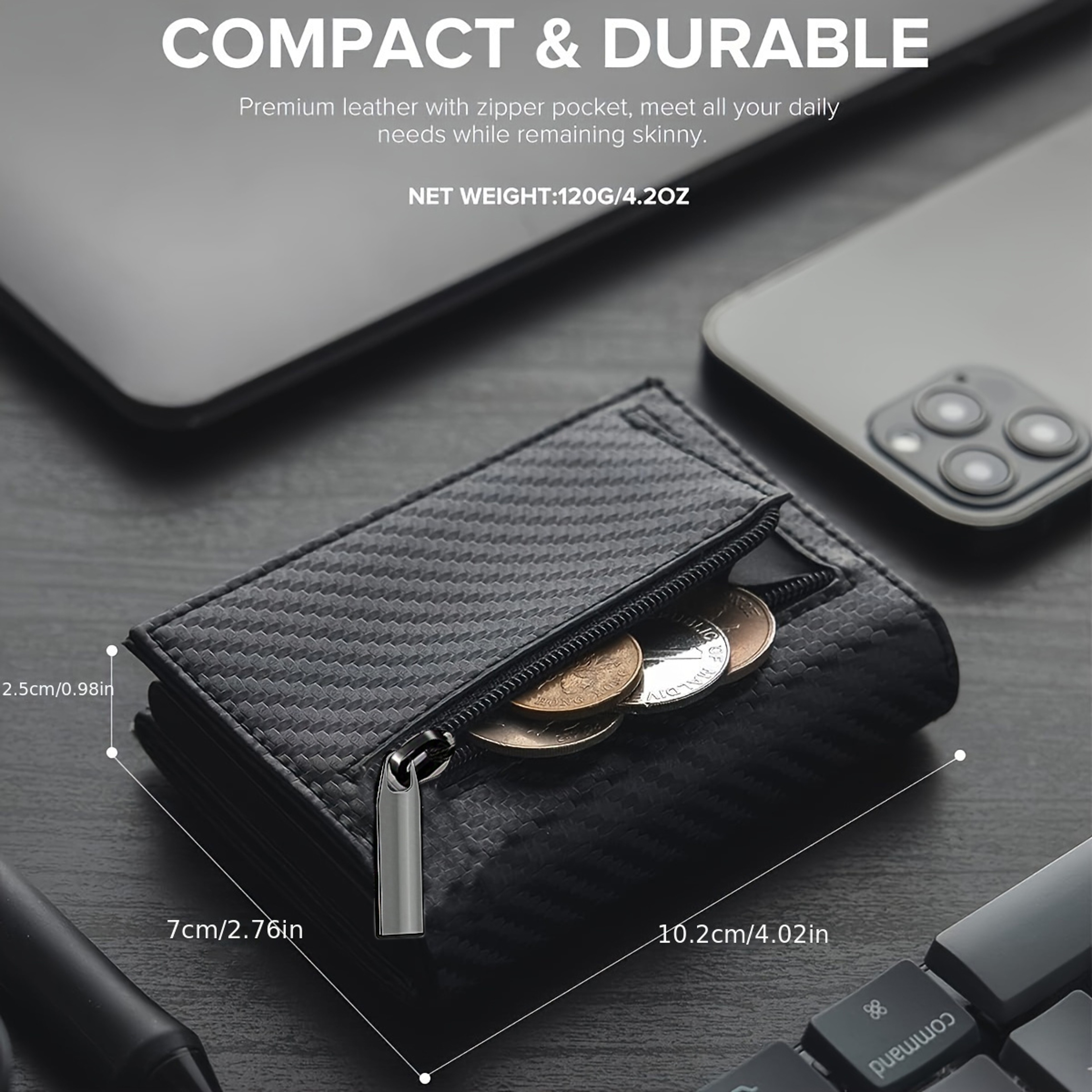 Men's RFID Blocking Wallet with Pop Up Card Holder and Zipper Coin Pocket – view 5