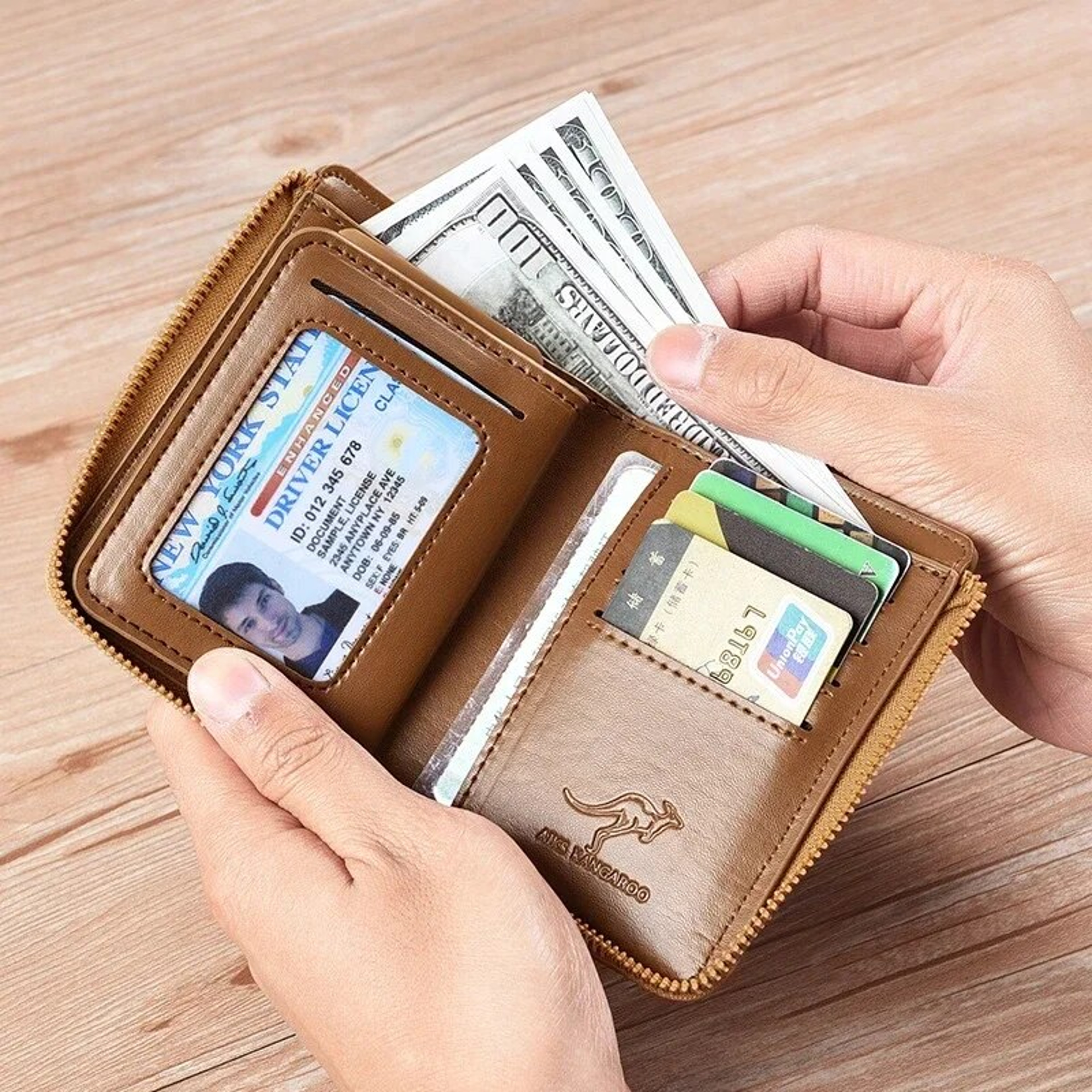 Men's Zipper Wallet with PU Leather Composition and Interior Slot Pocket – view 5