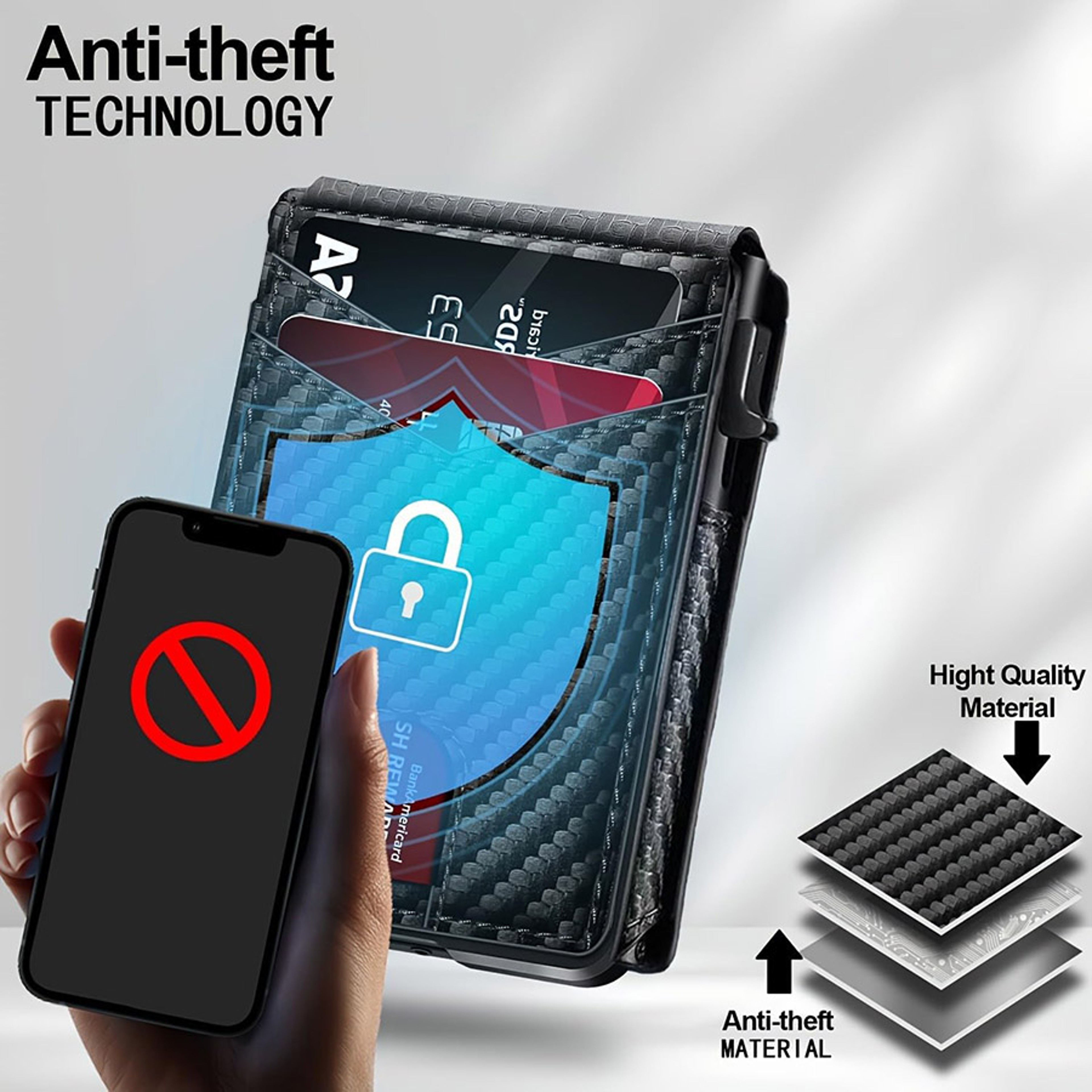 RFID Blocking Pop Up Wallet With Microfiber Leather And Aluminum Card Holder 3