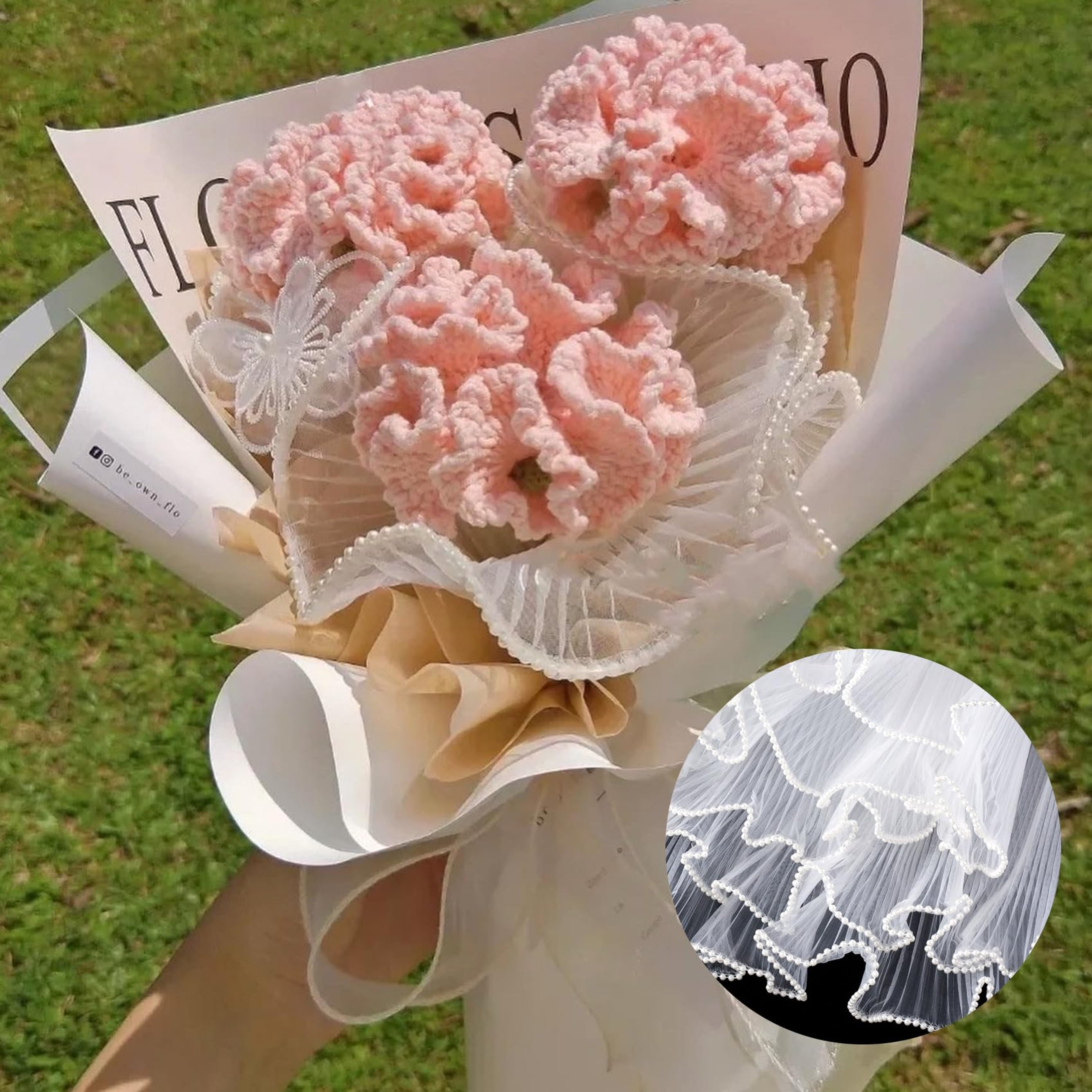 Pearl Edge Mesh Flower Wrapping Paper for Bouquets and Gifts – view 3