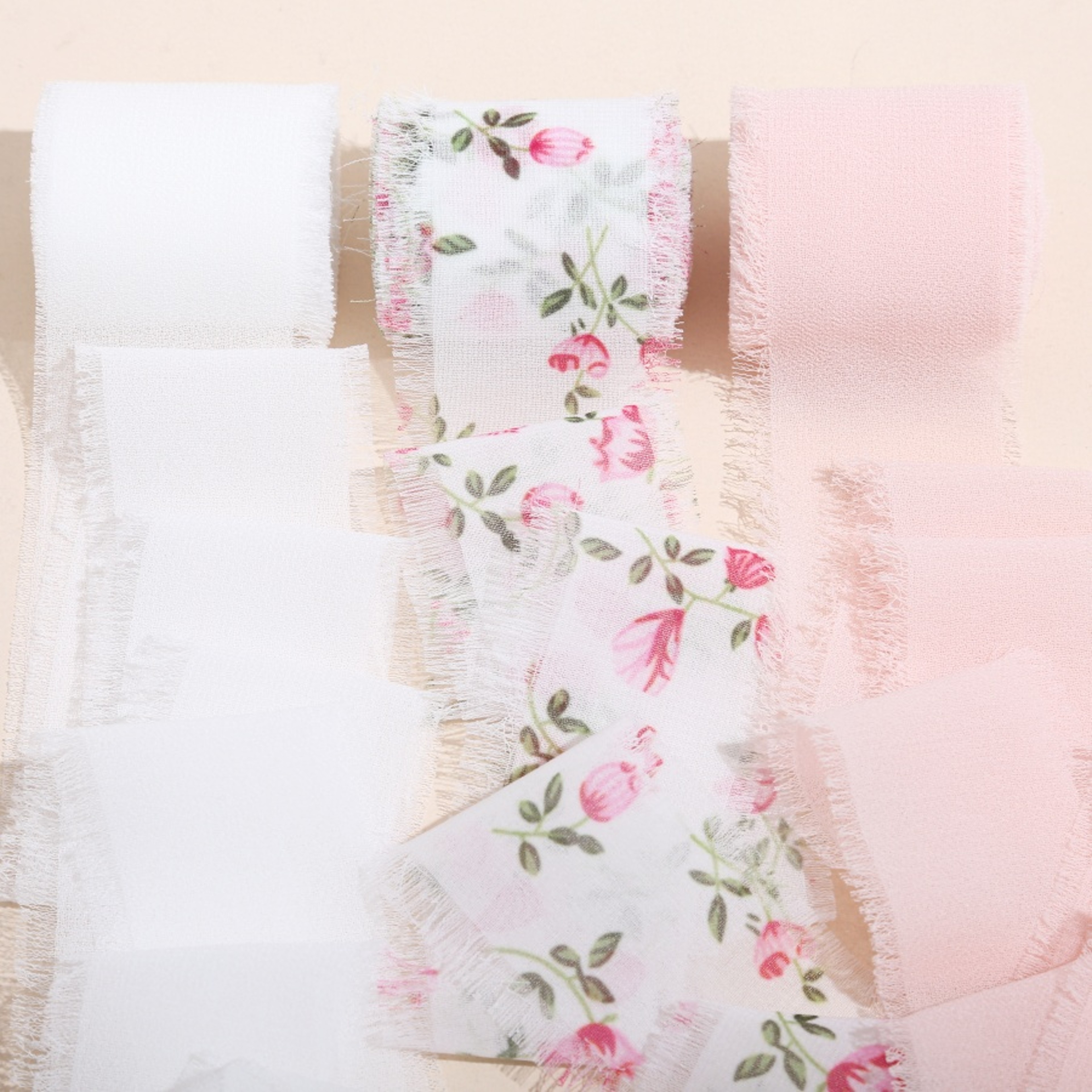 Frayed Edge Polyester Ribbon 1 Inch Wide 3 Piece Set for Weddings Bouquets and DIY Decor – view 10