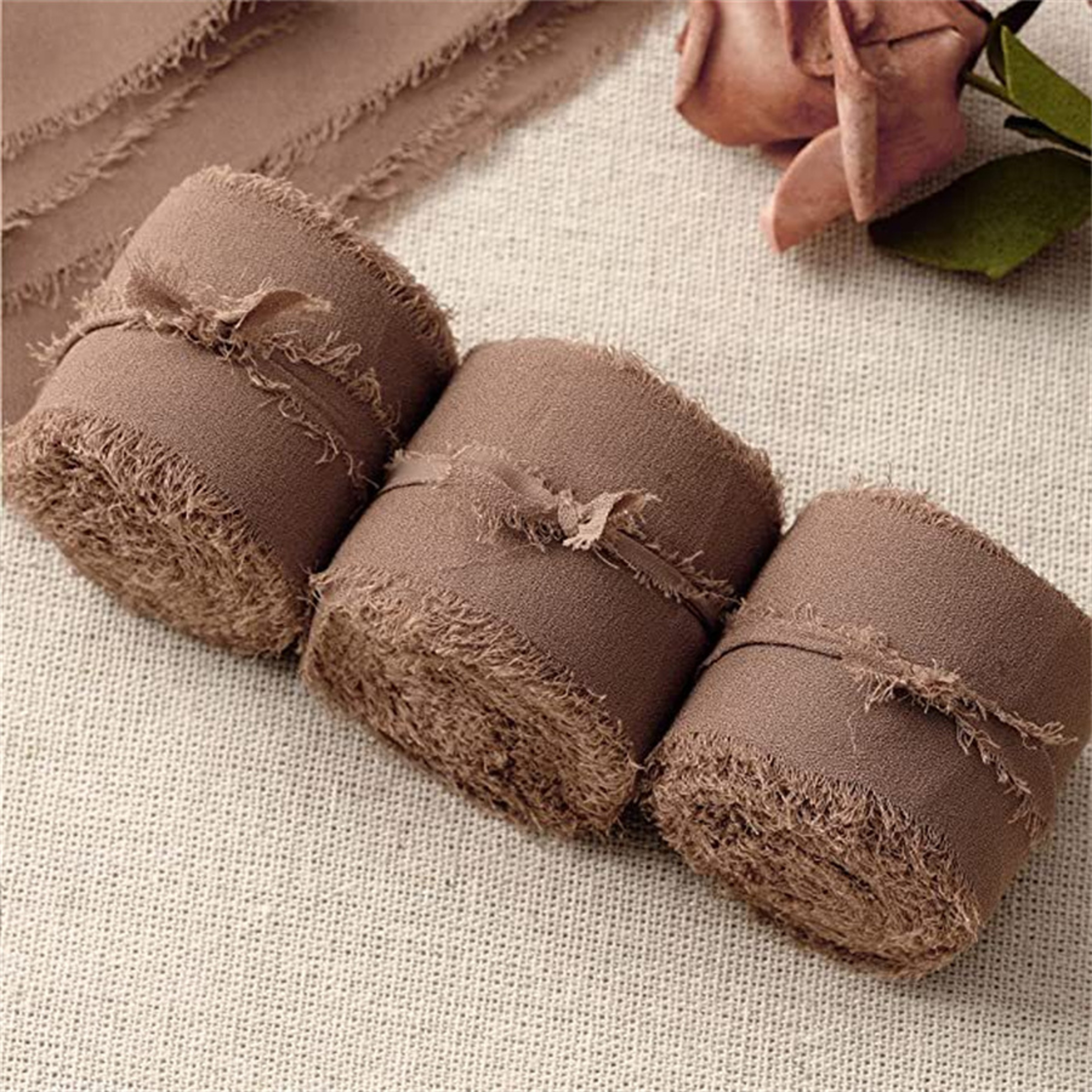 Frayed Edge Polyester Ribbon 1 Inch Wide 3 Piece Set for Weddings Bouquets and DIY Decor – view 33