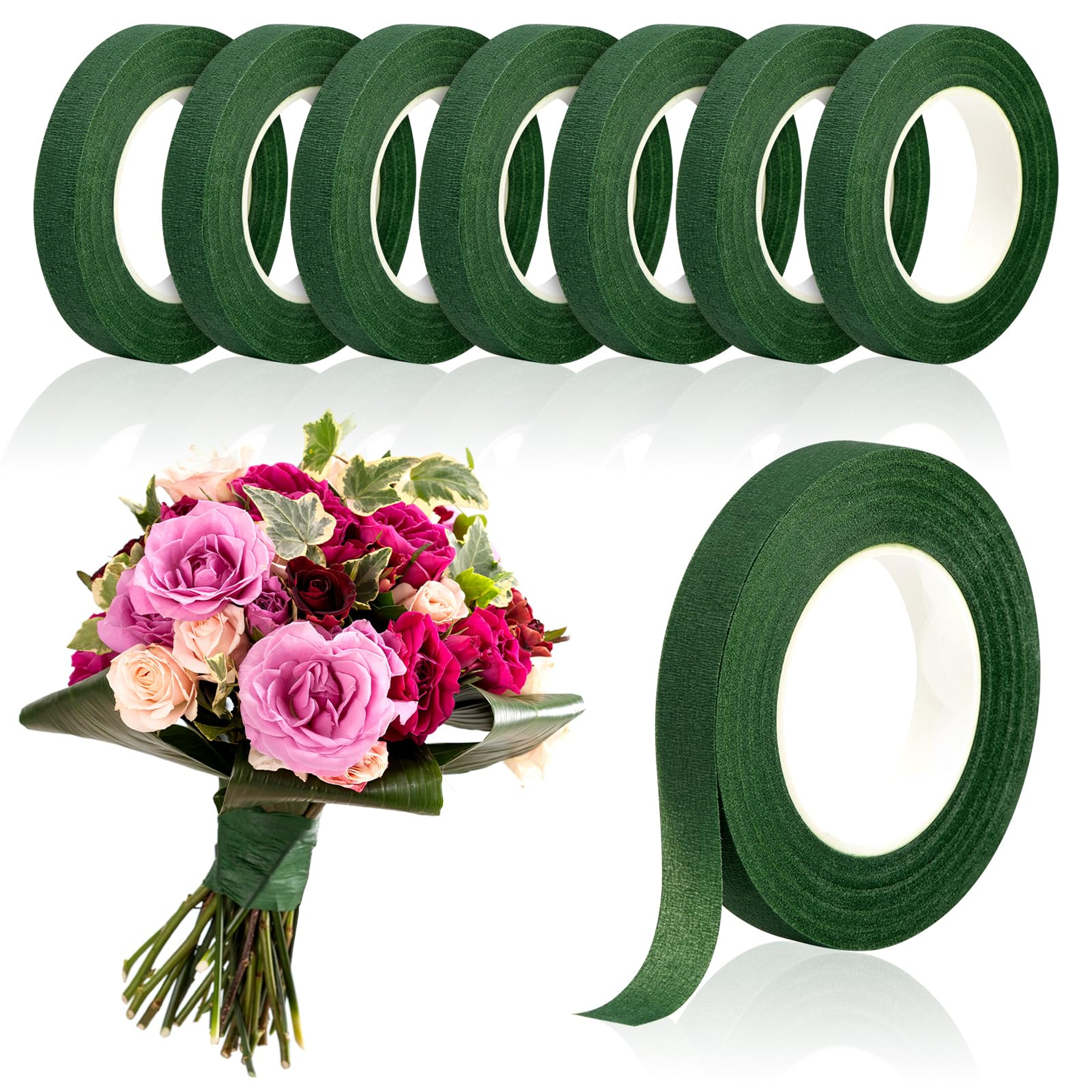 20 Yard Green Self-Adhesive Floral Tape for Bouquet Wrapping and DIY Decorations – view 1