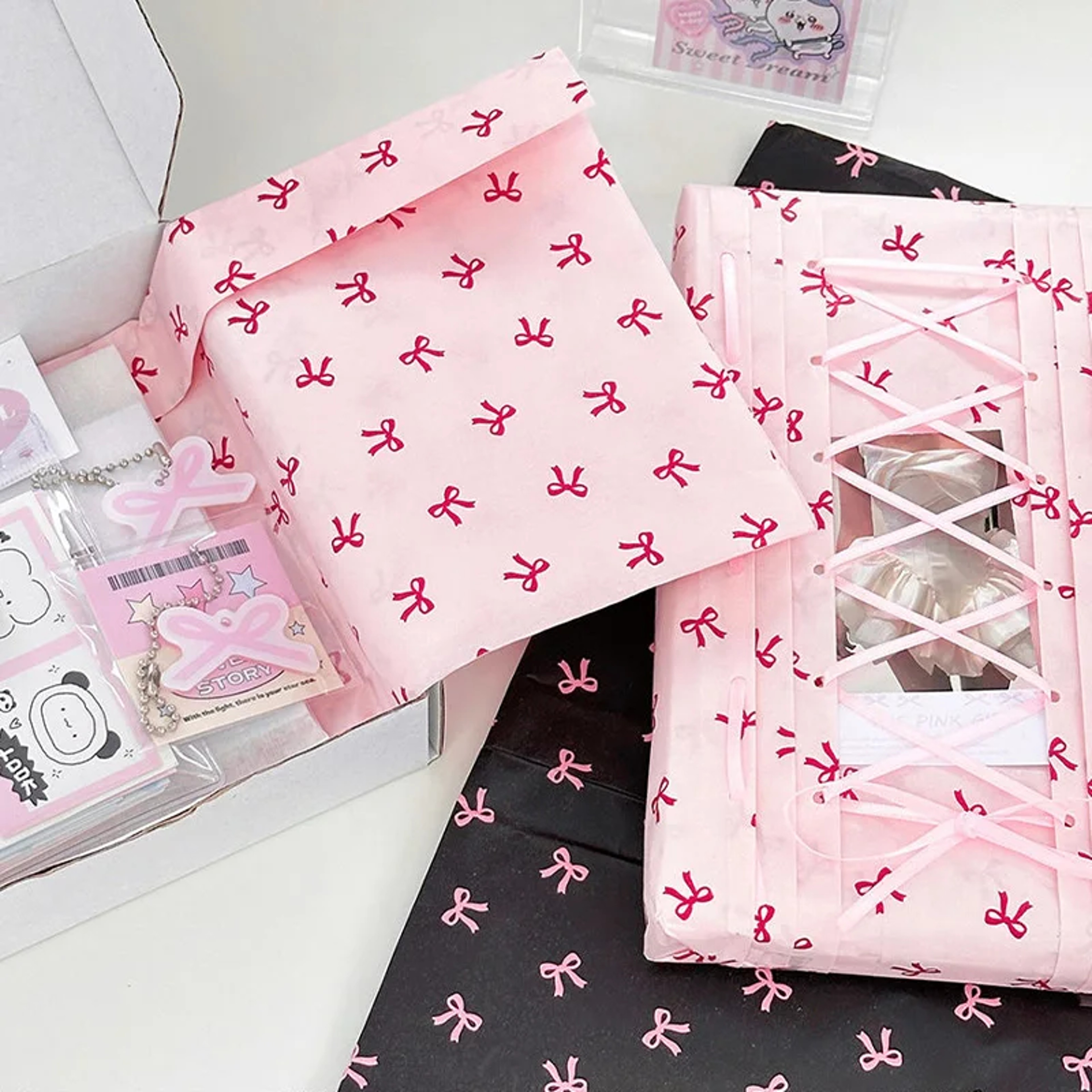 Pink Bowknot Flower Wrapping Paper 10 Sheet Bouquet and Gift Packaging Set – view 5