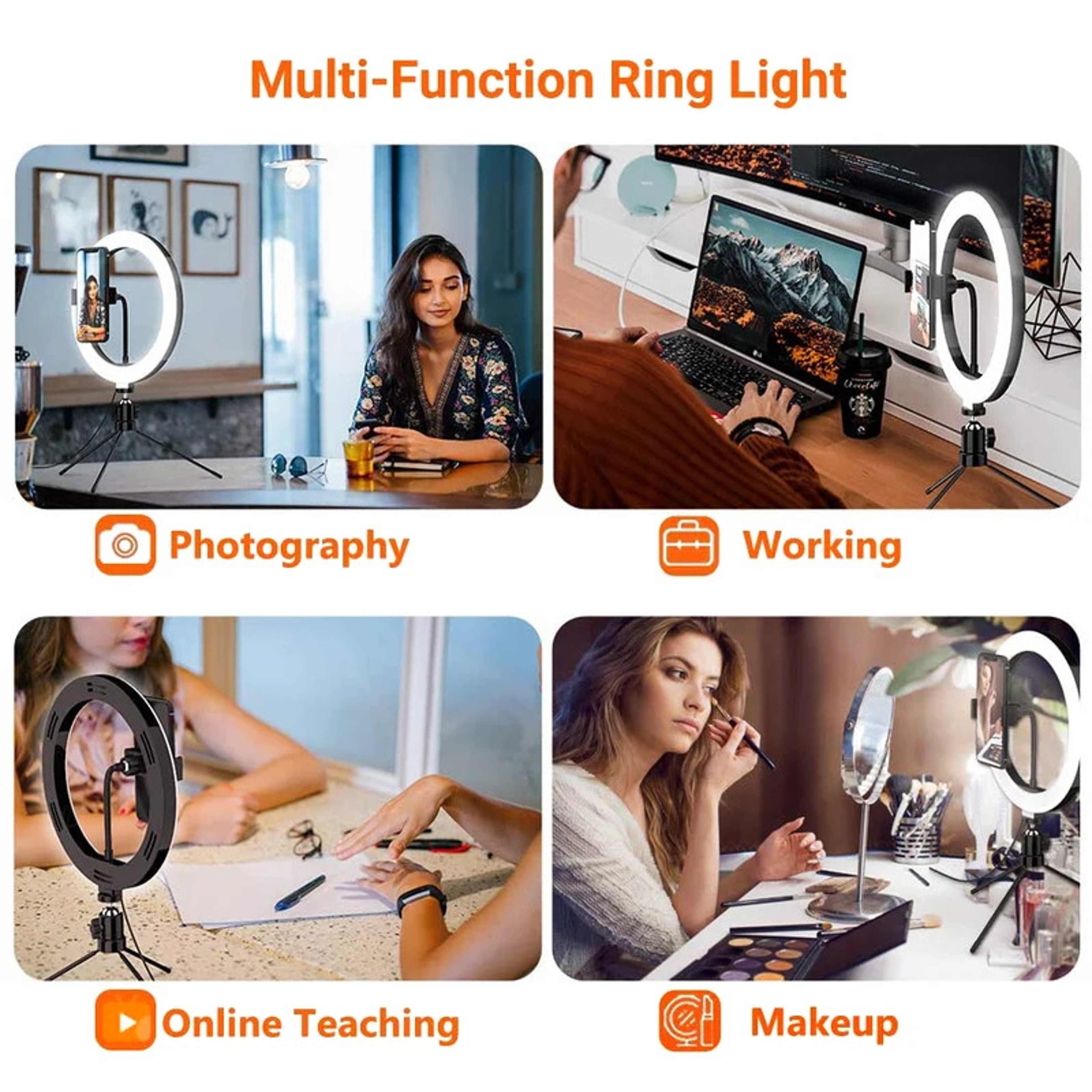 10Inch Dimmable LED Ring Light Kit With Tripod And Phone Holder 5