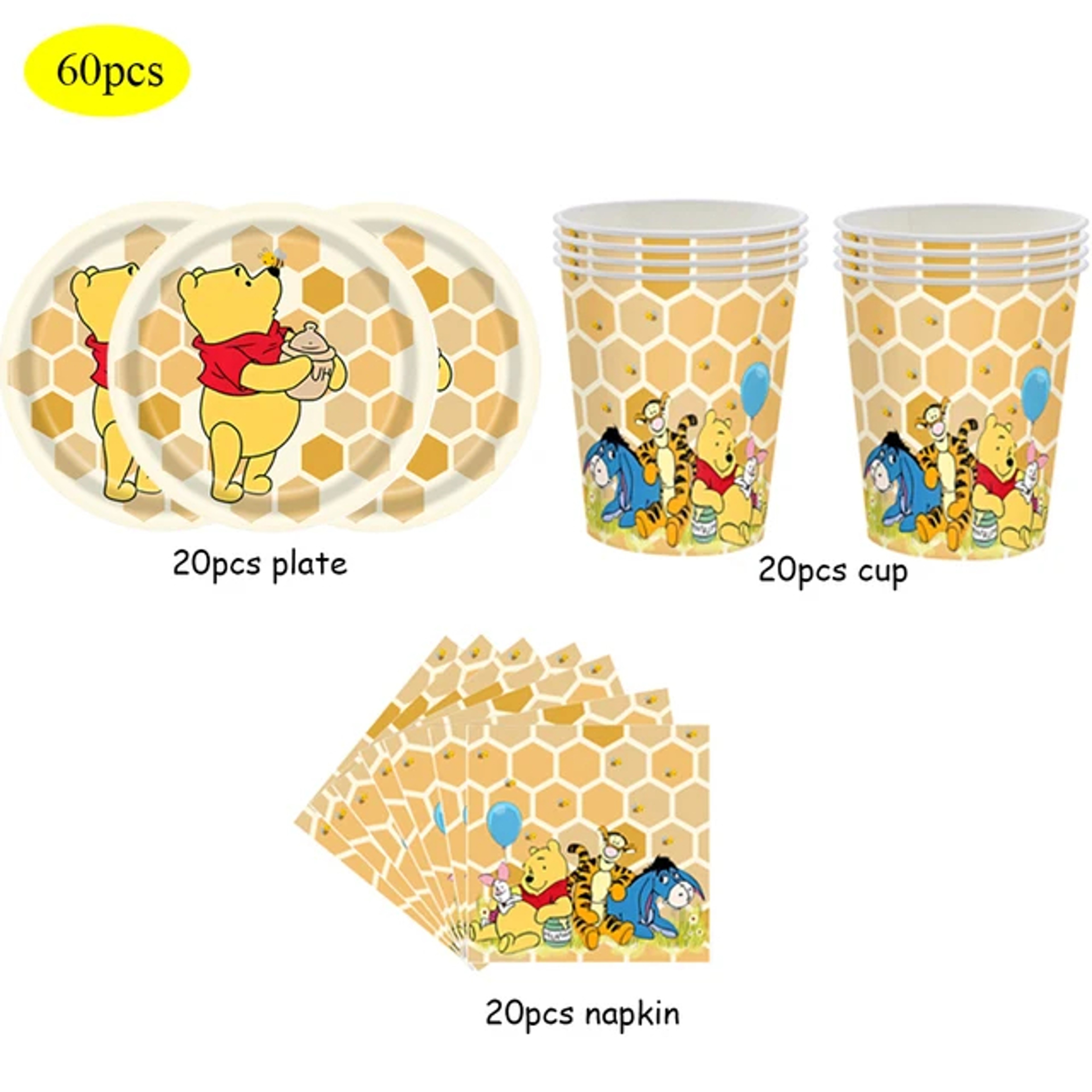 Cartoon Bear Birthday Party Tableware And Decoration Set 11