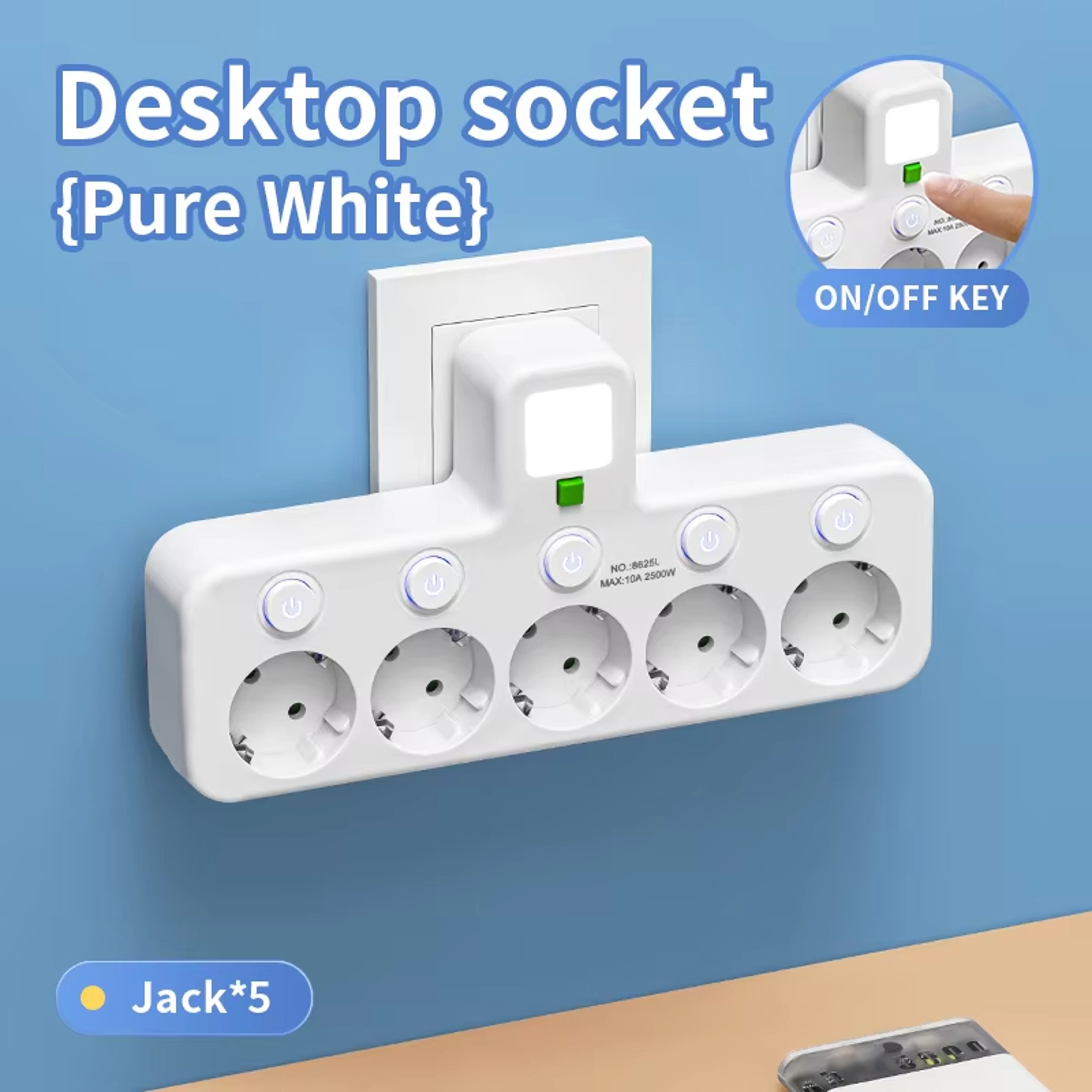 4 Outlet Power Strip With EU Plug USB Type C PD Charging And Indicator Switch 8
