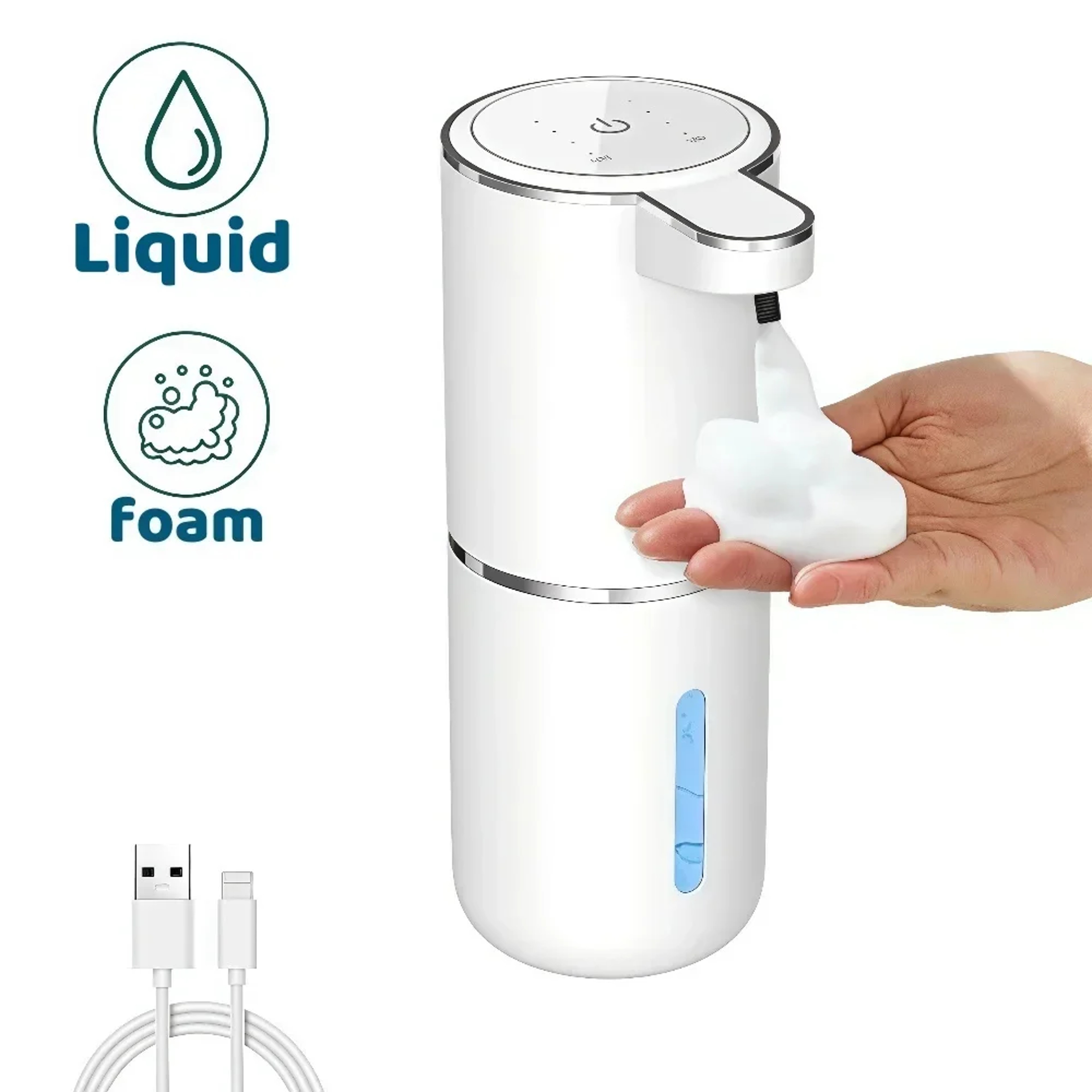 Touchless Automatic Soap Dispenser with Infrared Sensor and USB Rechargeable Design – view 1