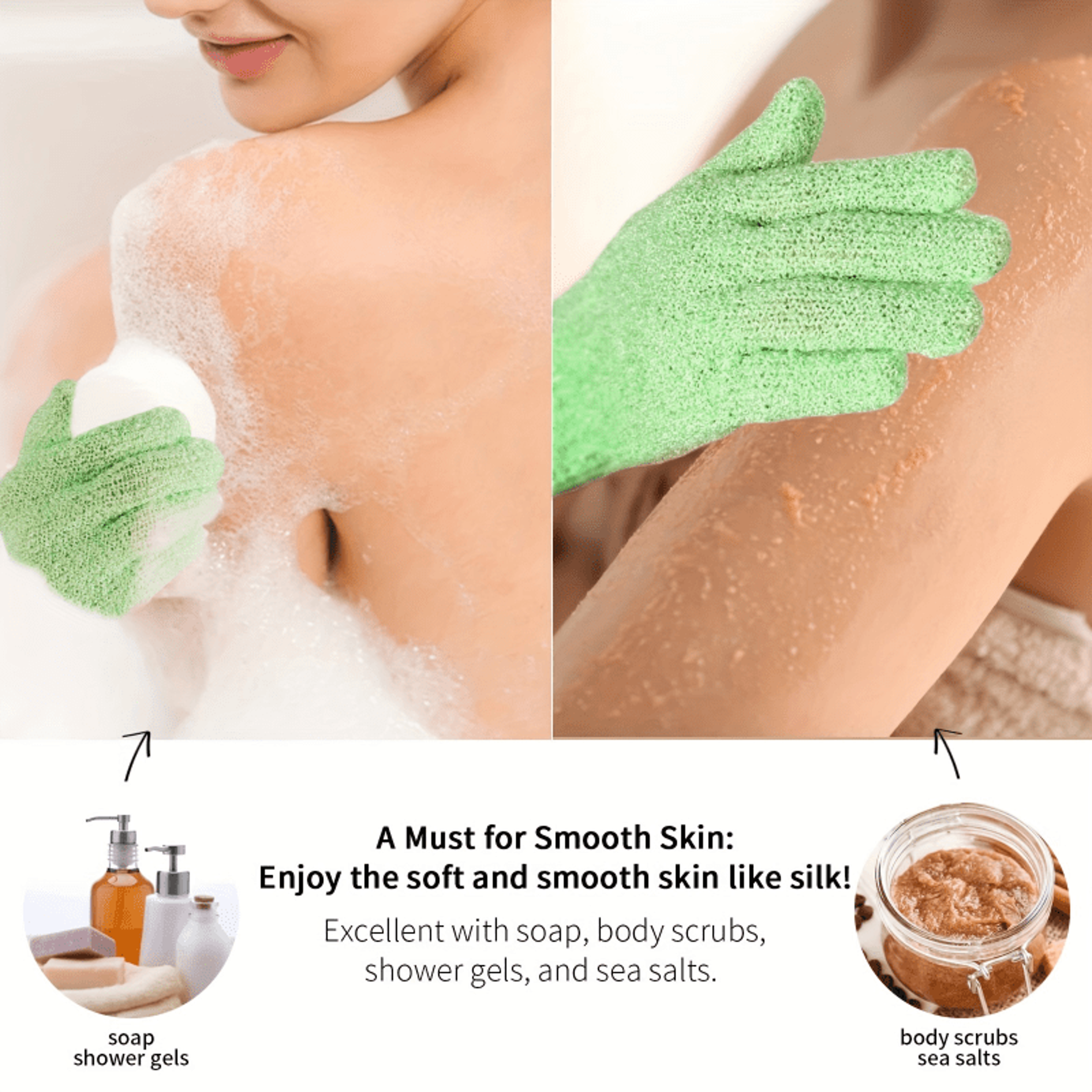 Colorful Double Sided Exfoliating Bath Glove for Shower and Body Scrubs – view 5
