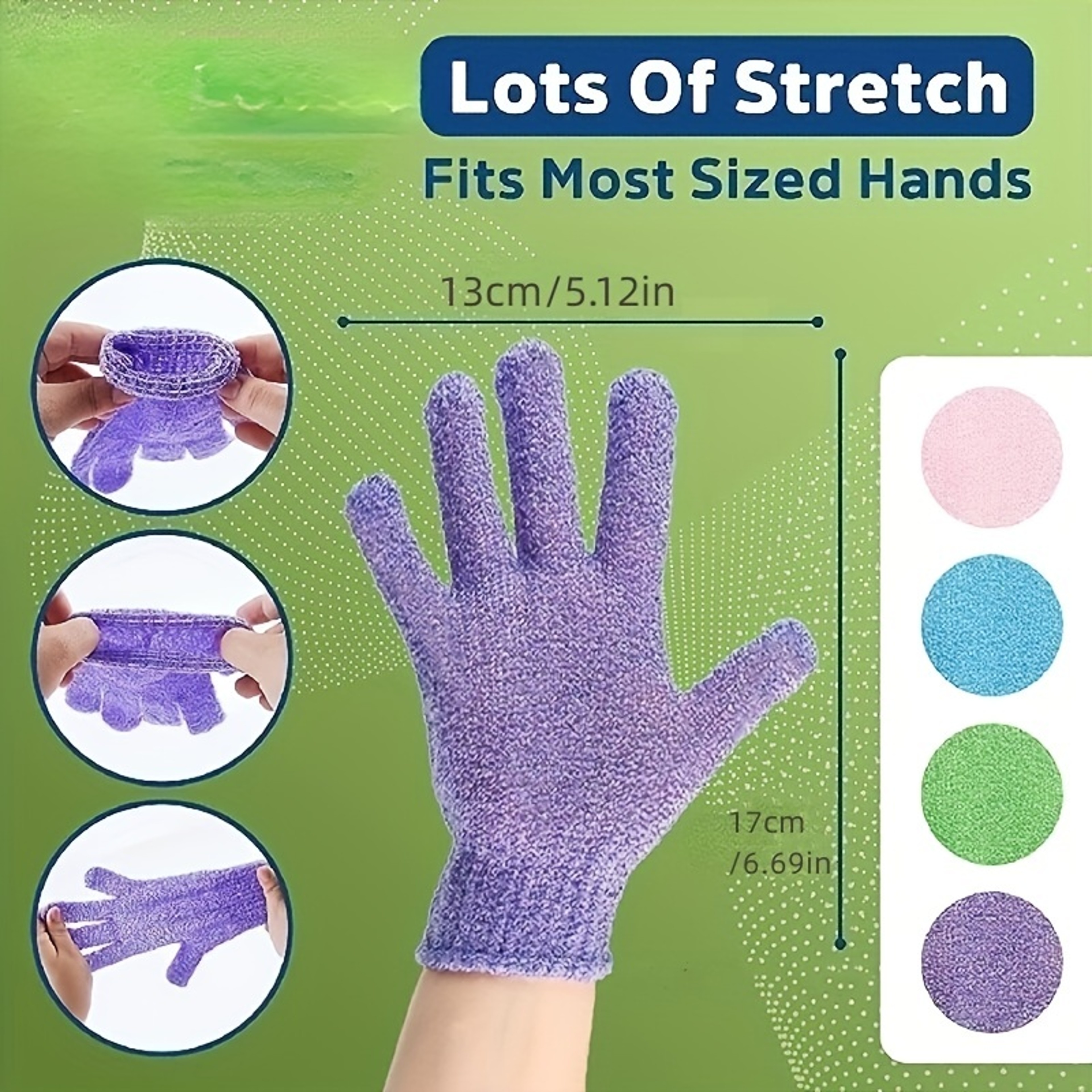 Colorful Double Sided Exfoliating Bath Glove for Shower and Body Scrubs – view 2