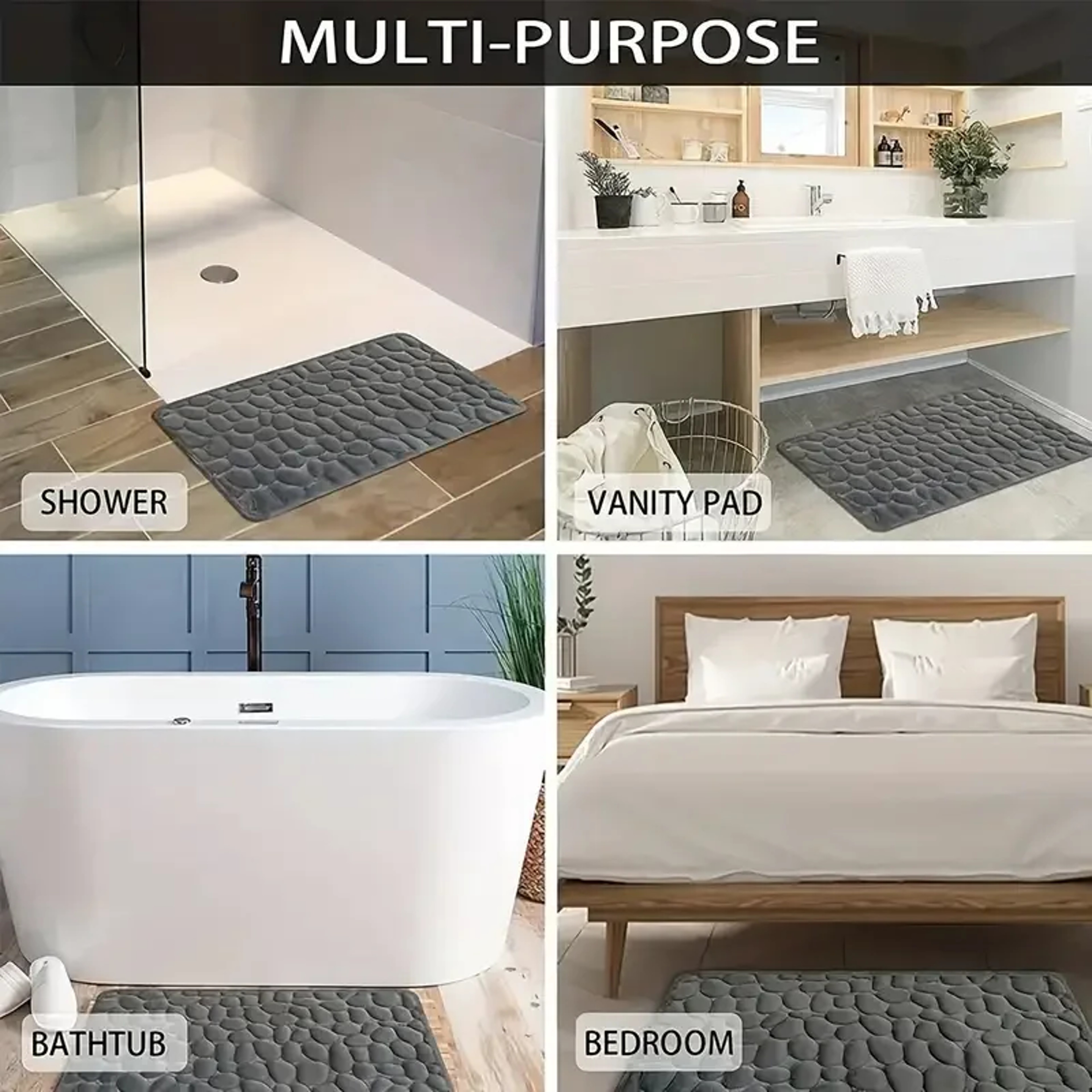 3D Cobblestone Bathroom Mat Absorbent QuickDrying MachineWashable Floor Mat 6