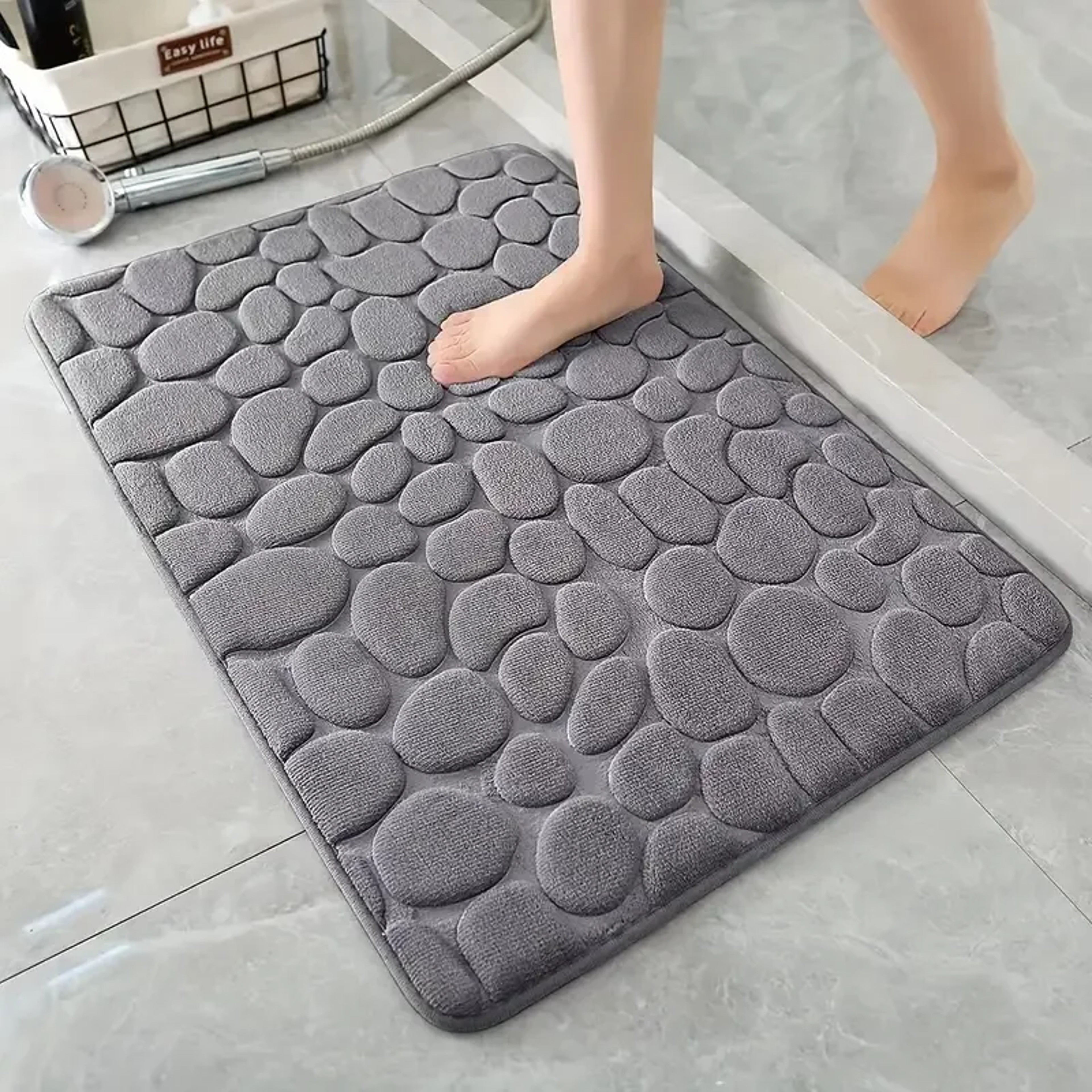 3D Cobblestone Bathroom Mat Absorbent QuickDrying MachineWashable Floor Mat 7