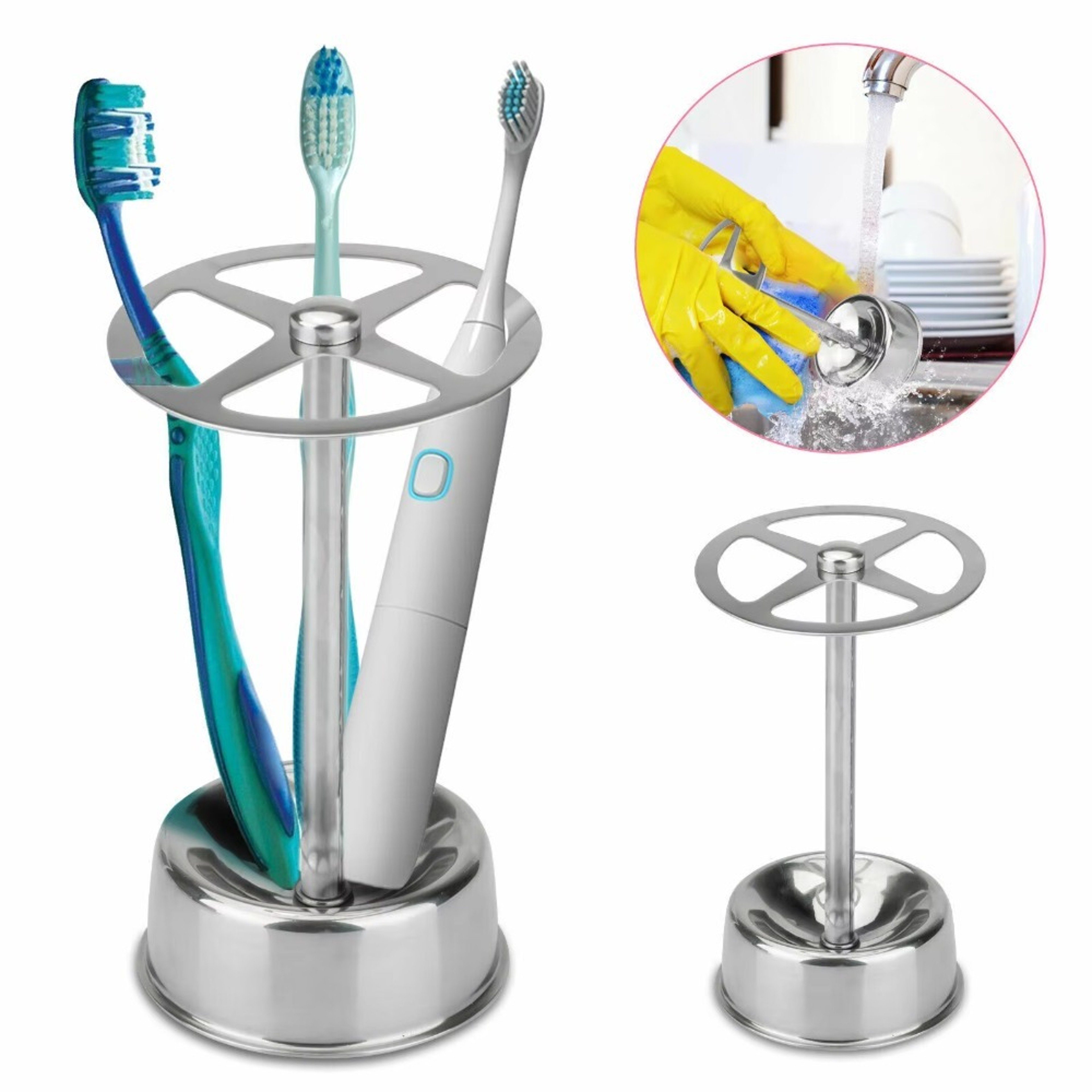 Stainless Steel Toothbrush Holder And Bathroom Organizer For Toothpaste Makeup Brushes And Statione 1