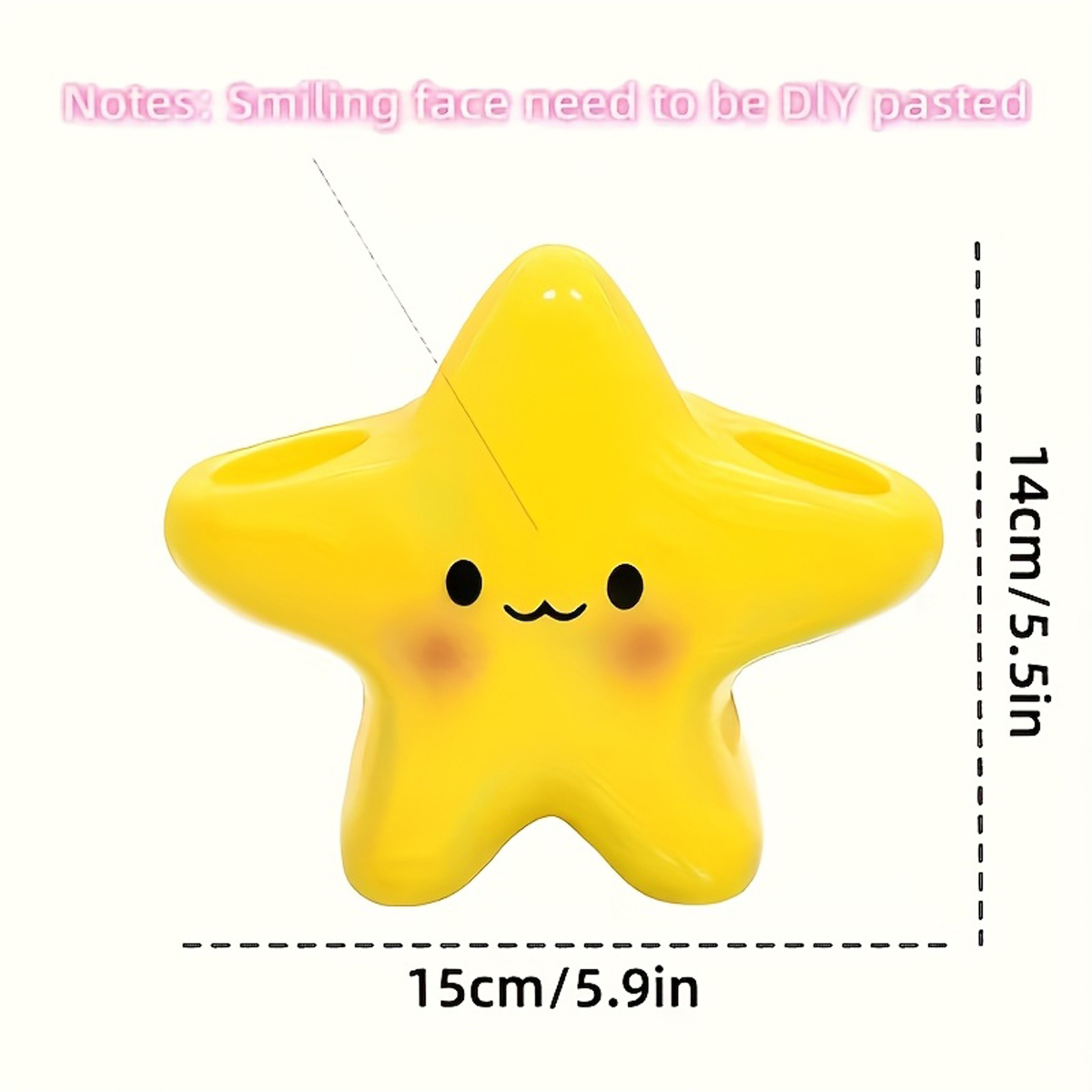 Star Shaped Toothbrush Holder Freestanding Bathroom Organizer With Cute Face Design 2