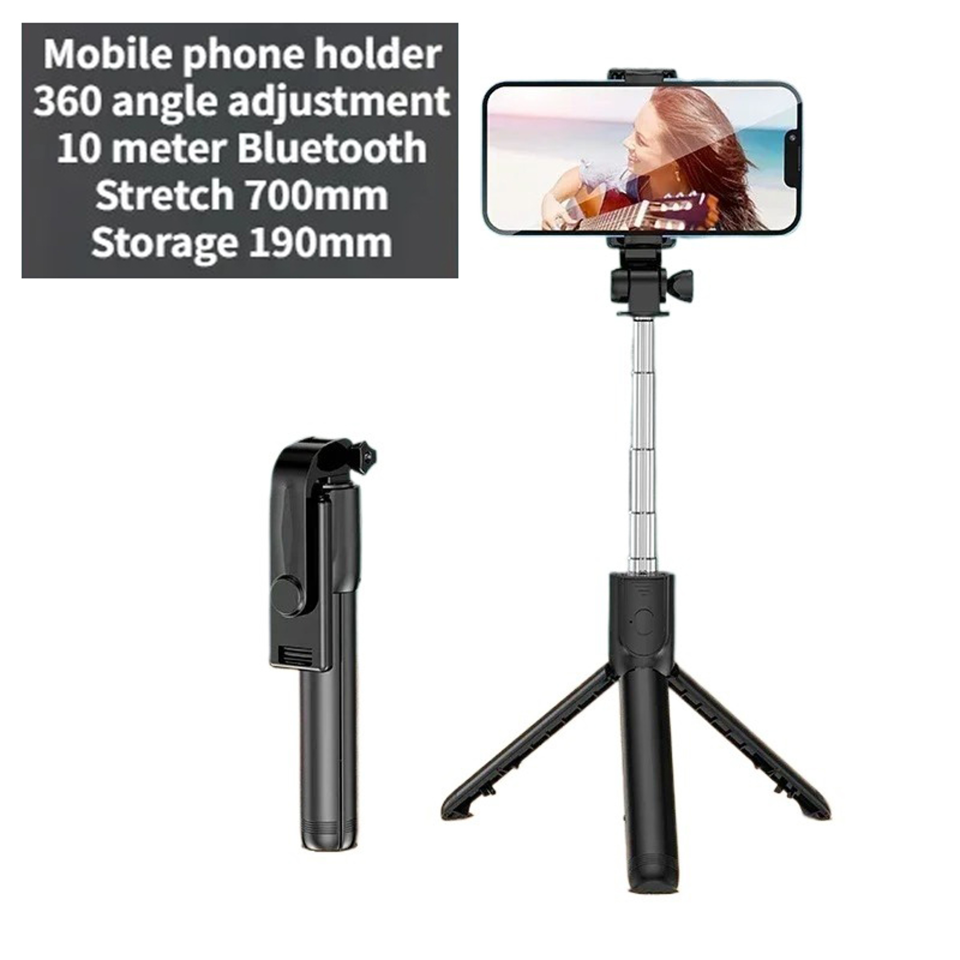 Expandable 3-in-1 Selfie Stick Tripod with Bluetooth Remote and Fill Light – view 11