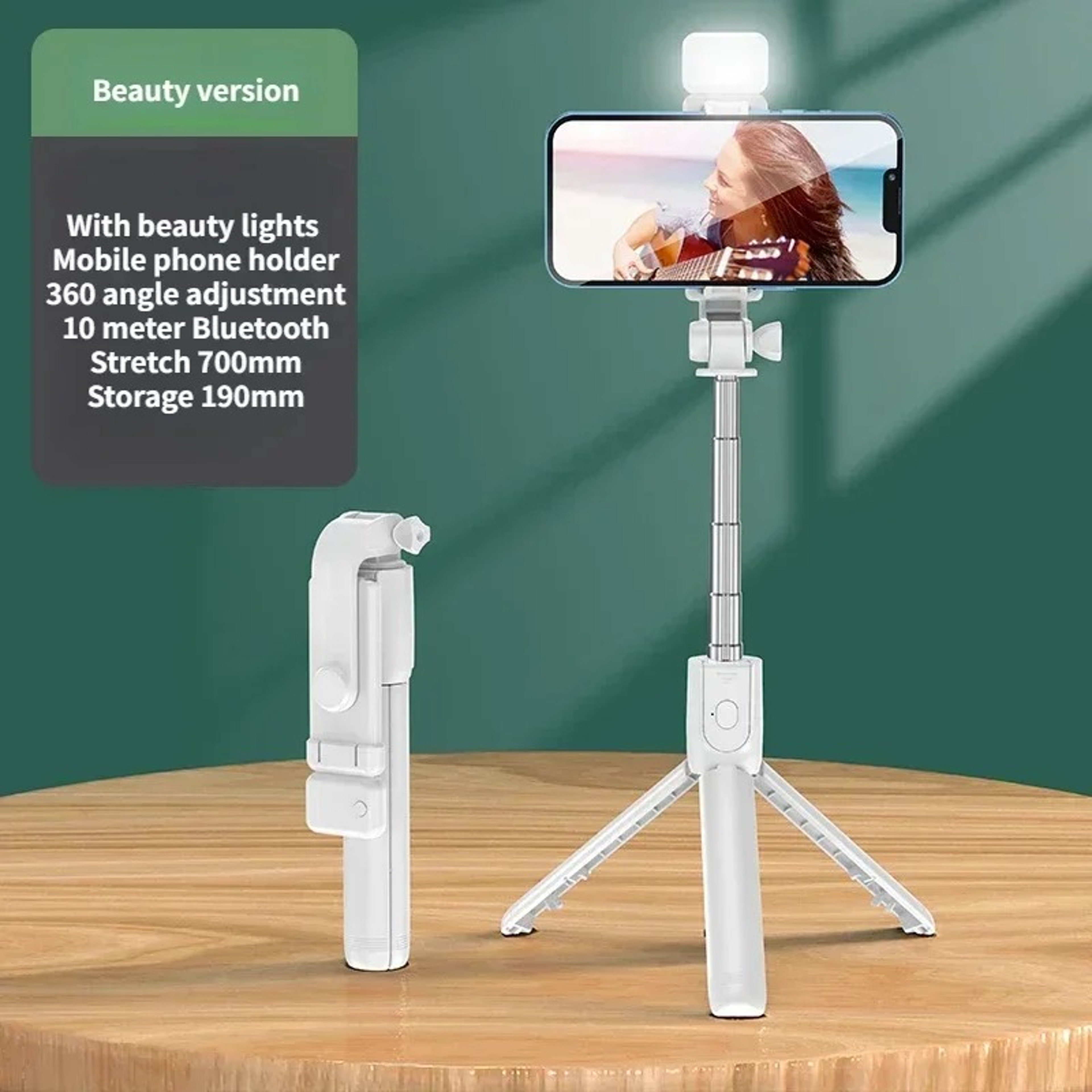 Bluetooth Selfie Stick Tripod with Fill Light and Detachable Remote – view 13