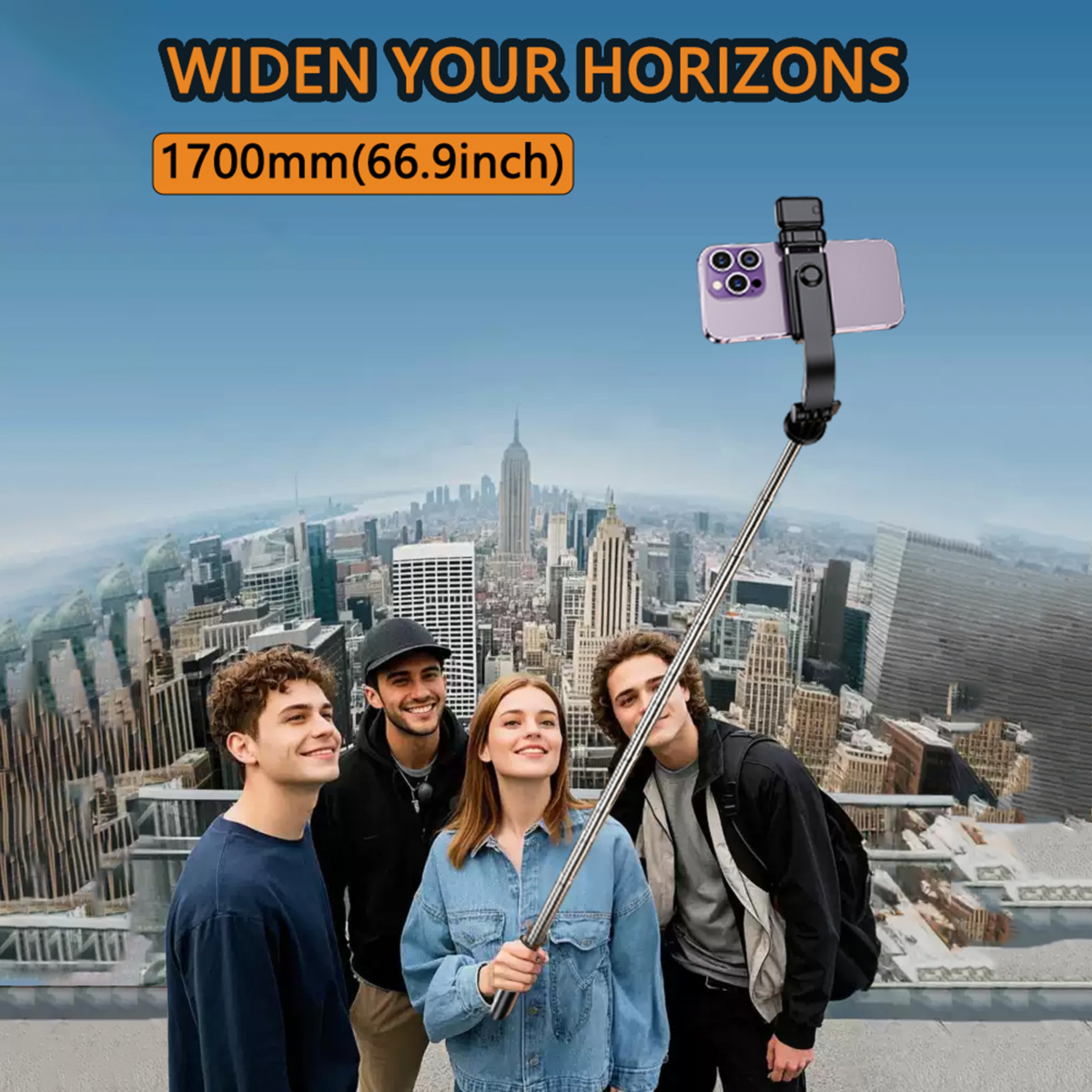 Telescopic Bluetooth Selfie Stick with Remote for Smartphones – view 4