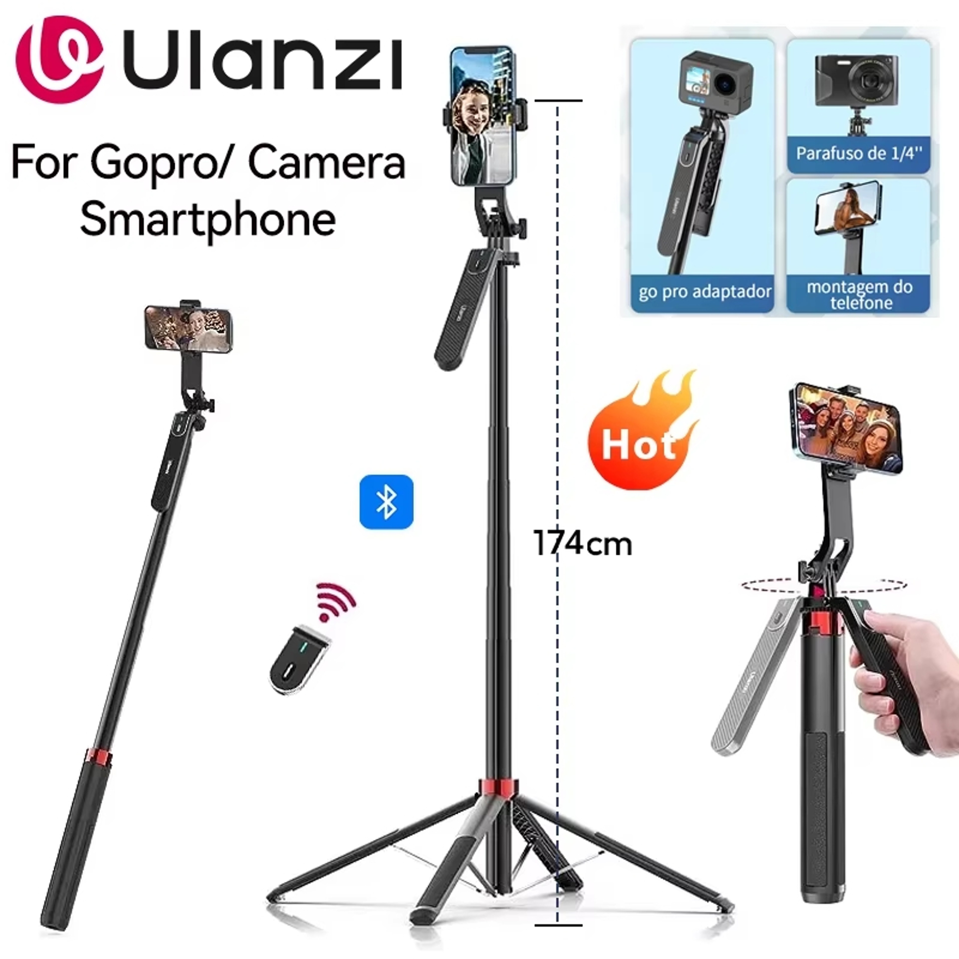 685in Selfie Stick Tripod With Remote Control And Panoramic Ball Head For Smartphones 2