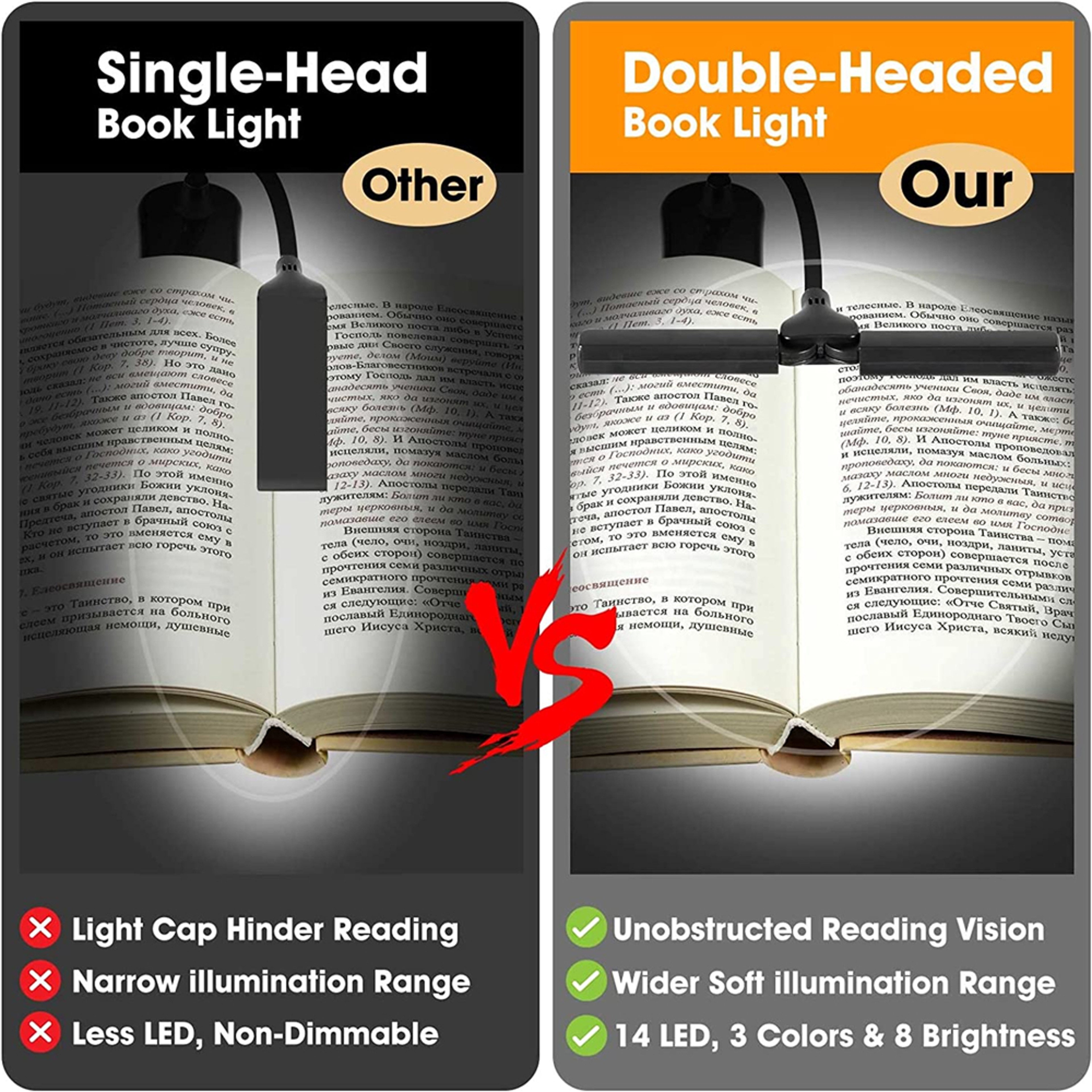 Rechargeable LED Book Light With Adjustable Clip 3 Colors And 8 Brightness Levels 4