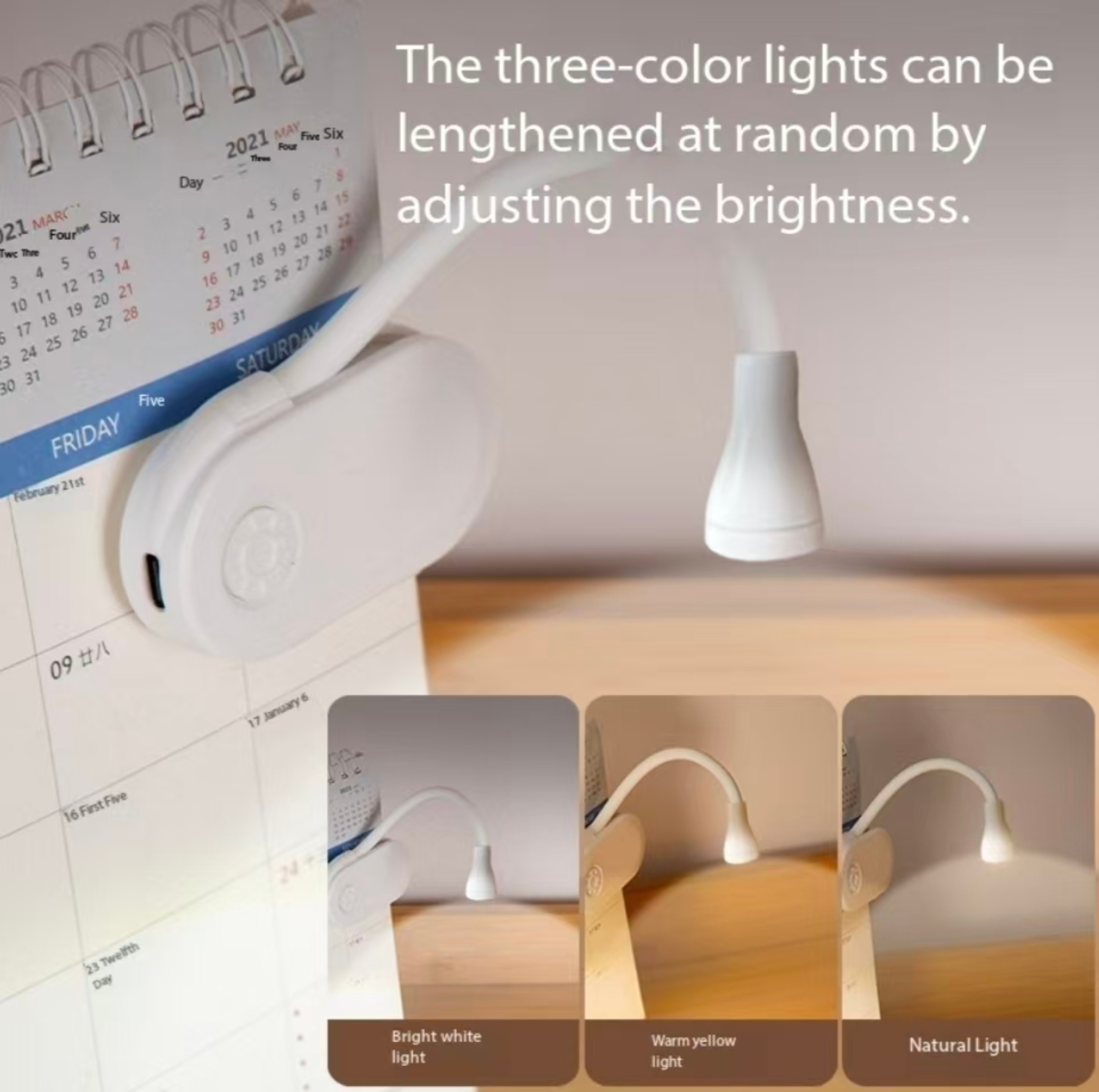 Mini LED Book Light With Adjustable Clip Stepless Dimming And 3 Light Colors 2