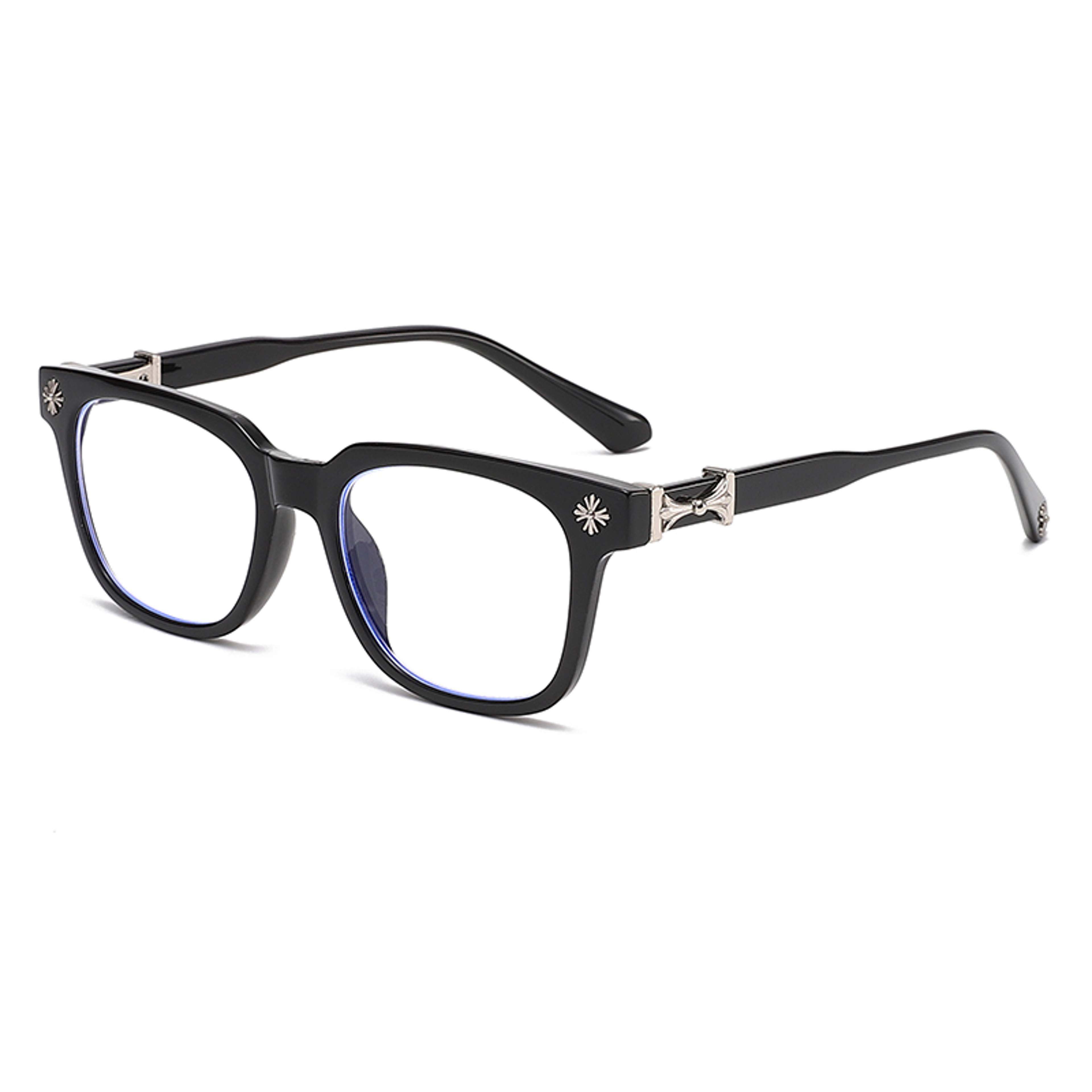 3 Piece Square Blue Light Glasses Set With Black And Transparent Plastic Frames 5
