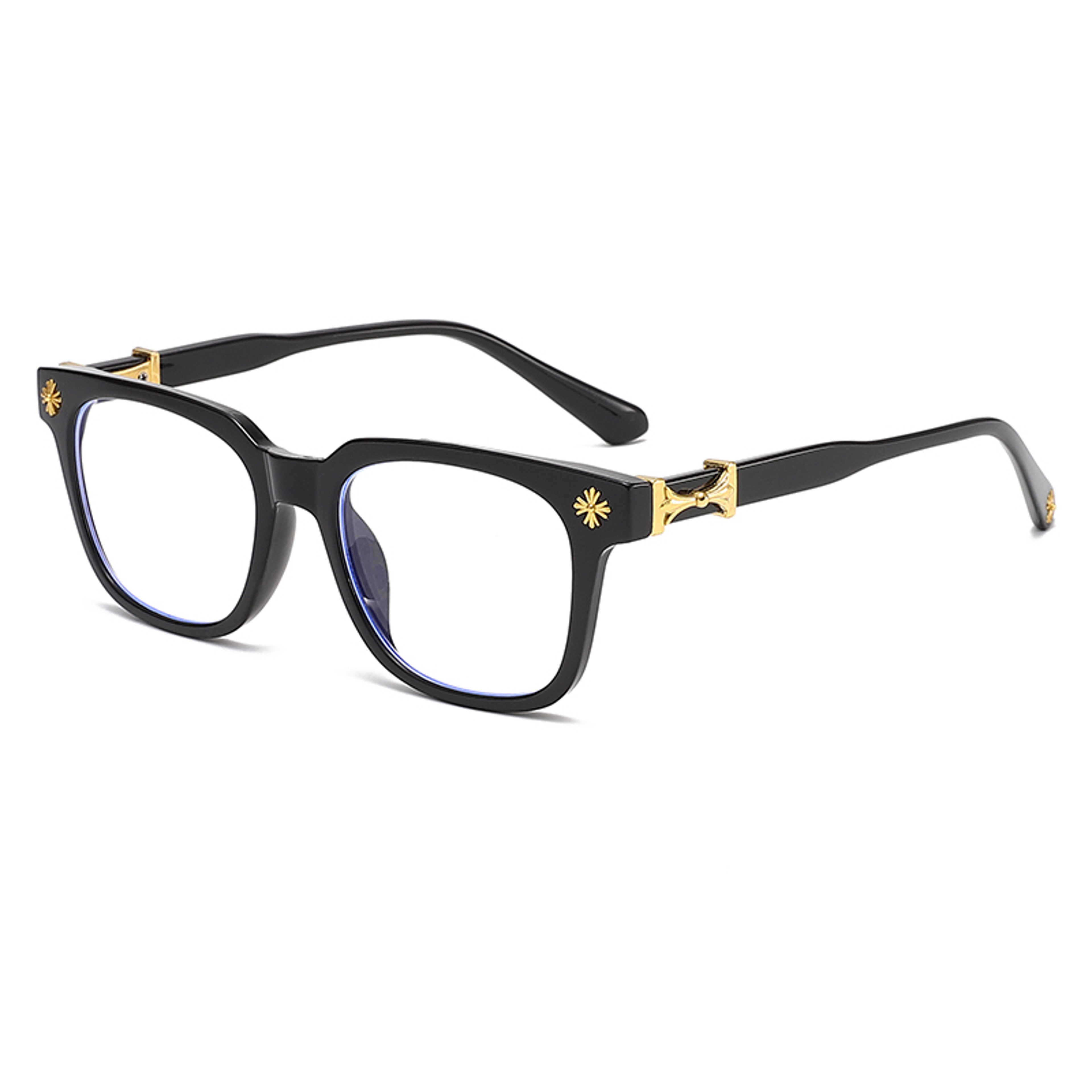 3 Piece Square Blue Light Glasses Set With Black And Transparent Plastic Frames 4