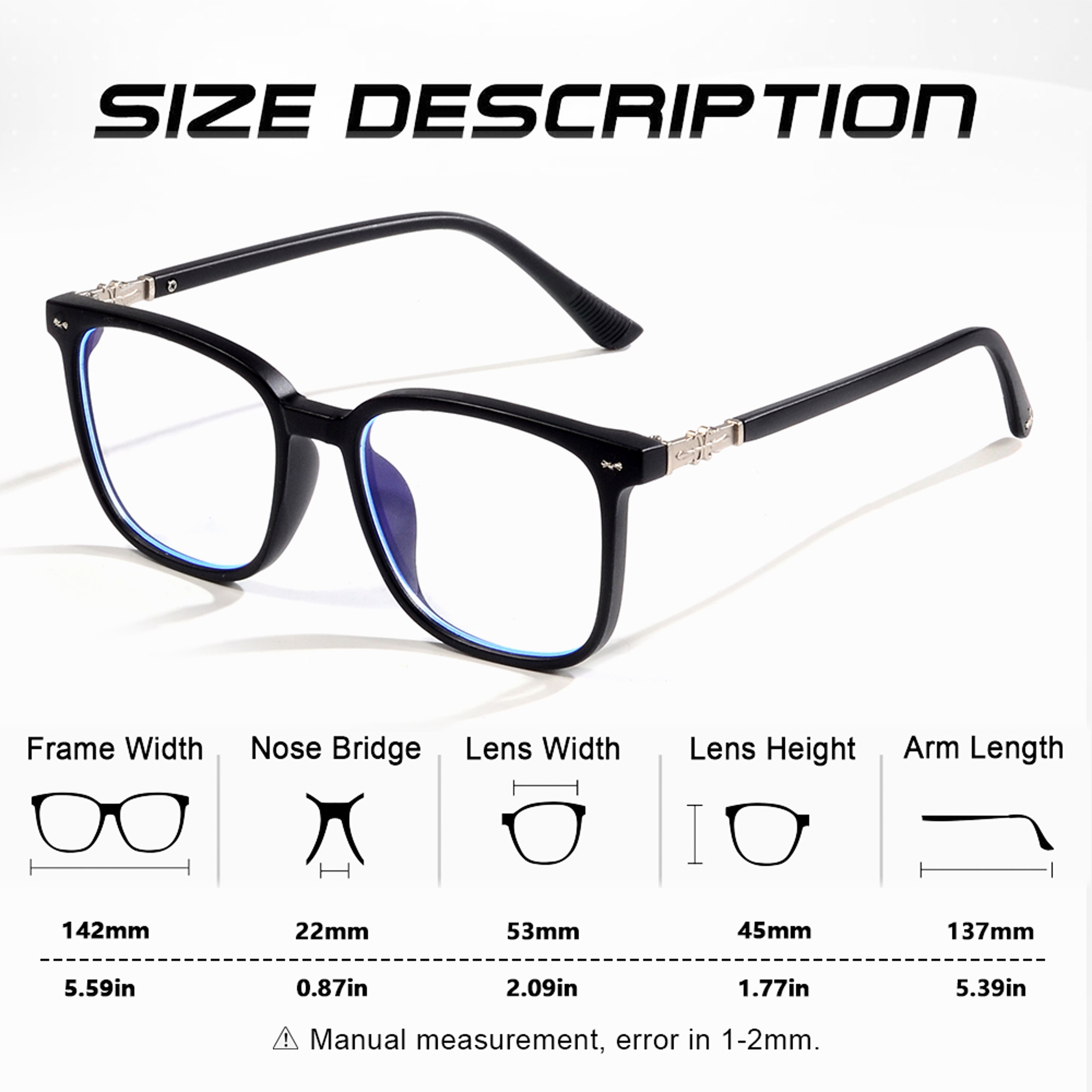 Blue Light Blocking Glasses Square Alloy Frame Unisex Computer Phone Eyewear 4