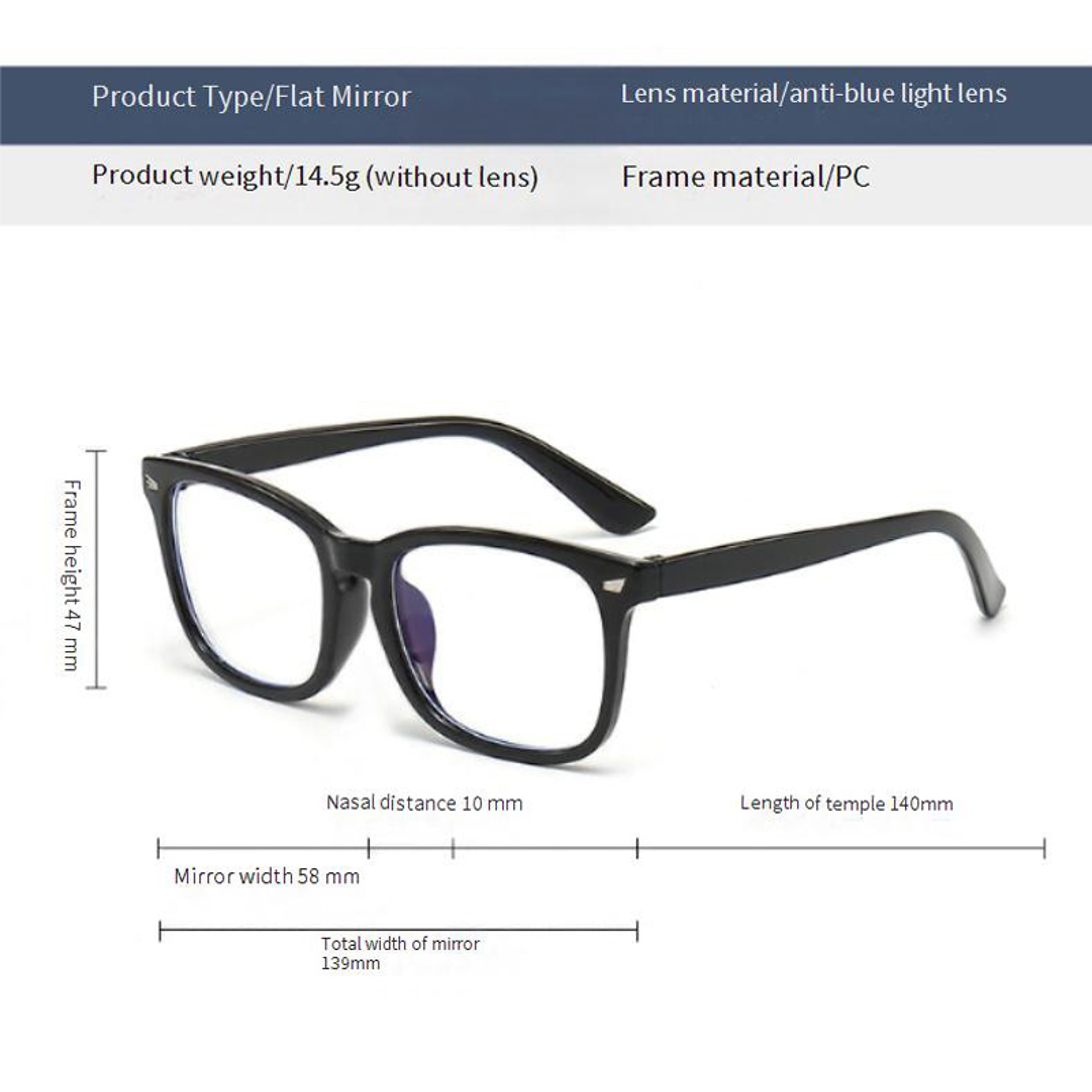 Blue Light Blocking Rectangle Glasses With Transparent Plastic Lenses 6