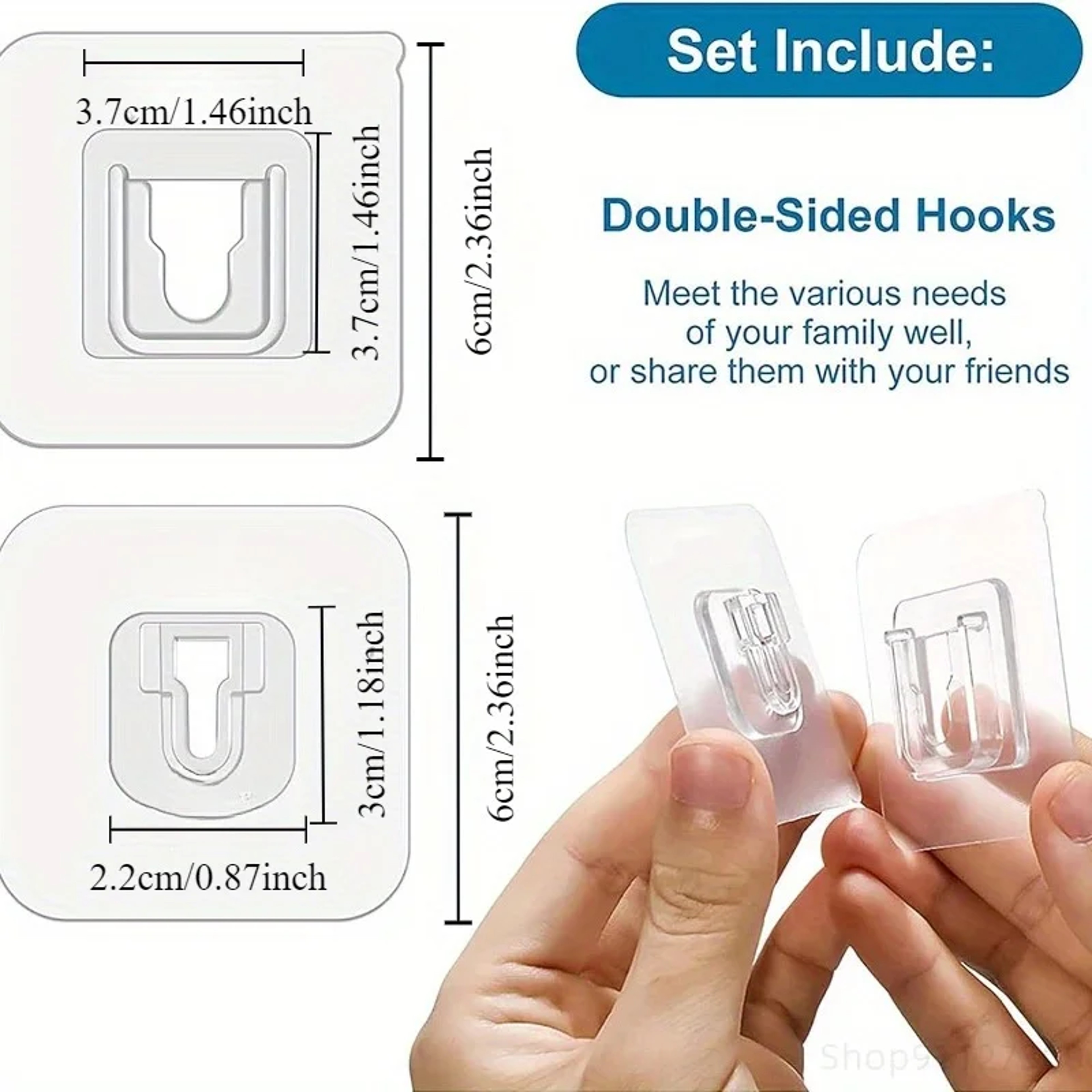Double Sided Adhesive Wall Hooks Transparent No Drill Storage Hangers 4