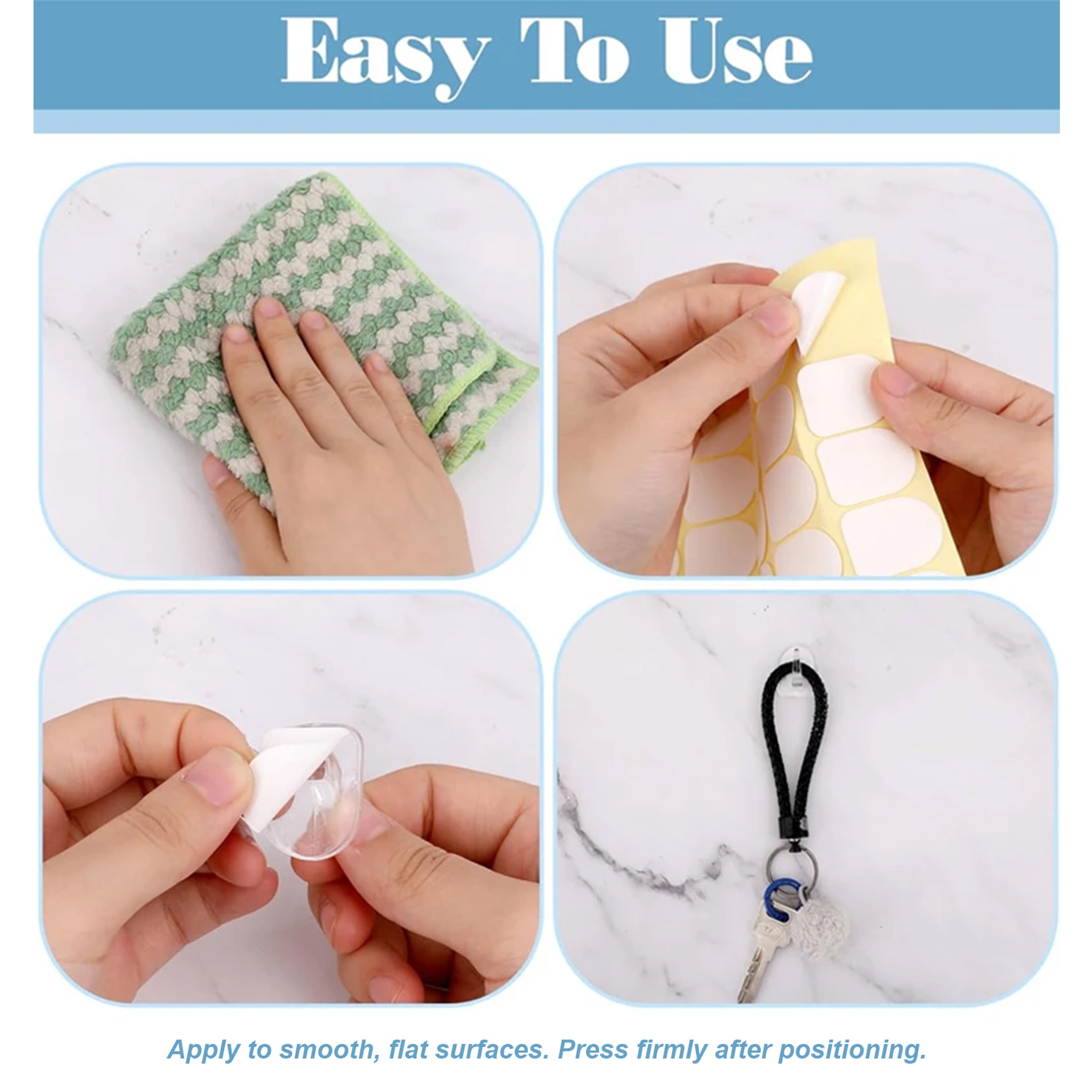 Mini Adhesive Hooks Transparent No Drill Storage Hooks For Cabinets Mirrors And Doors 6