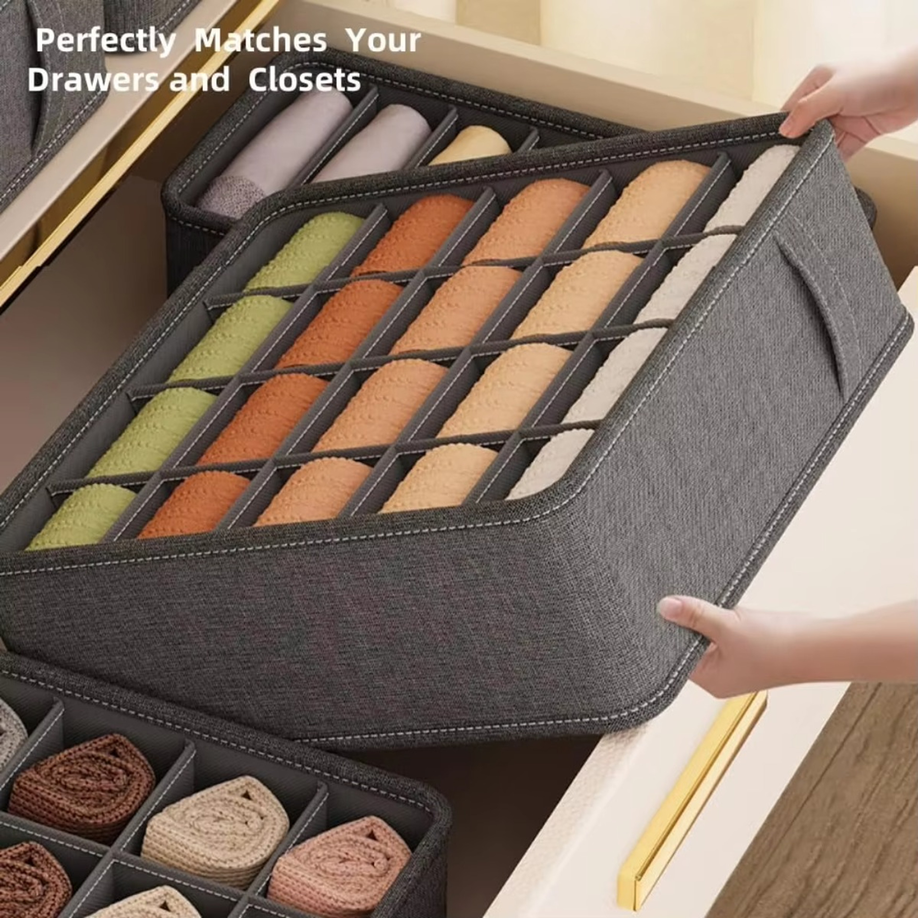 Foldable Oxford Fabric Drawer Organizer With Divided Compartments 1