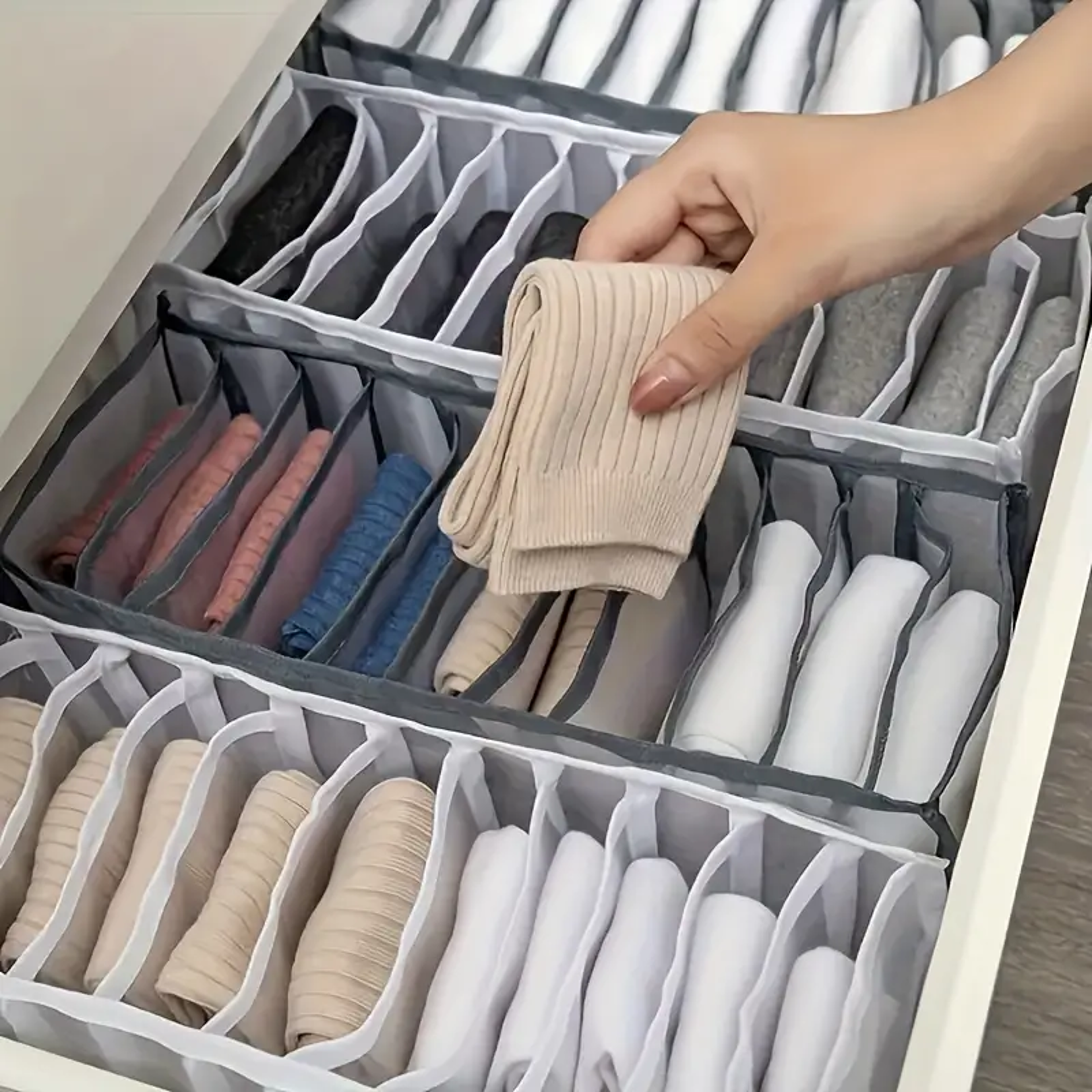 5 Pack Foldable Nylon Drawer Organizer Boxes for Socks and Underwear – view 6