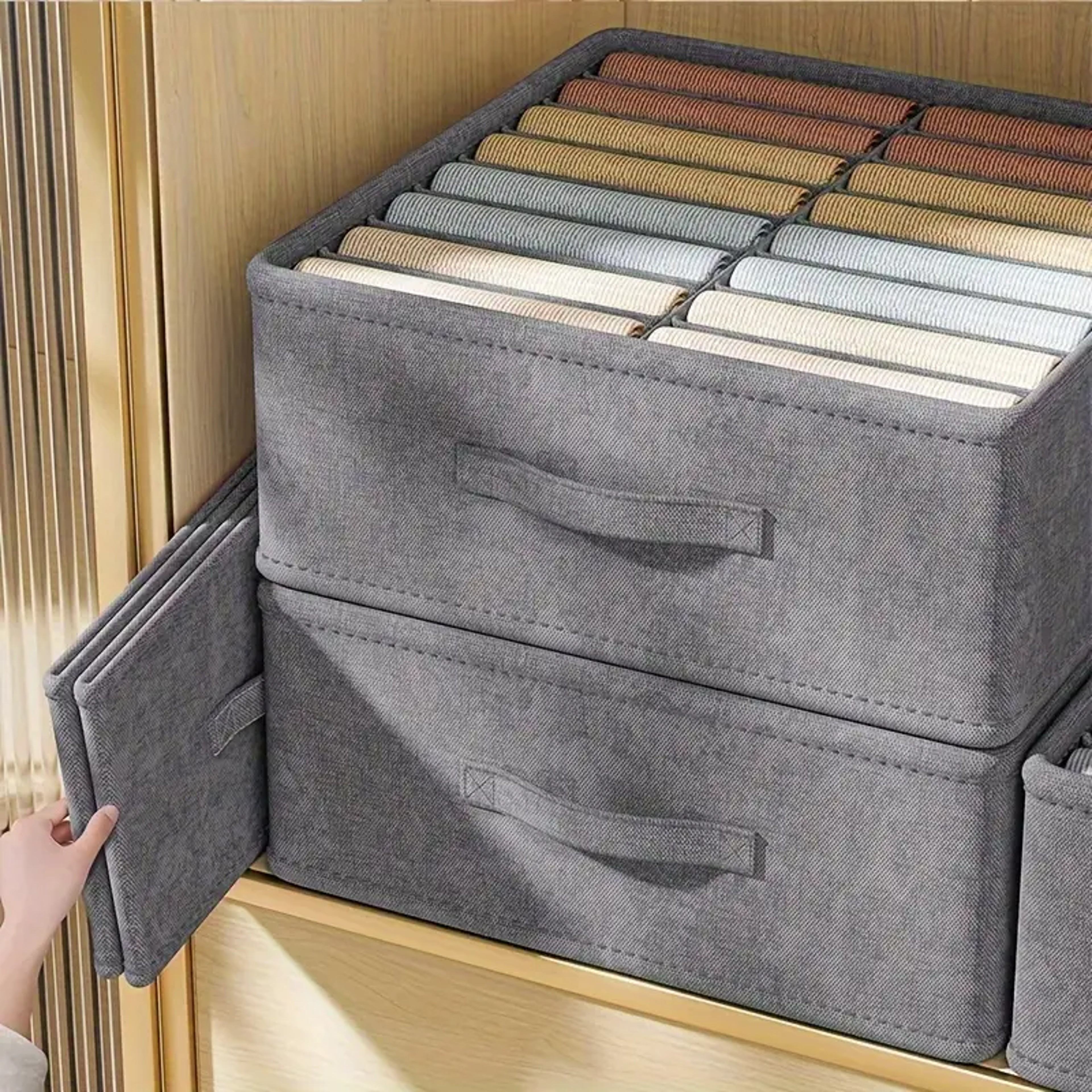 Wardrobe Clothes Organizer Polyester Drawer Storage Box For Pants Sweaters And TShirts 4