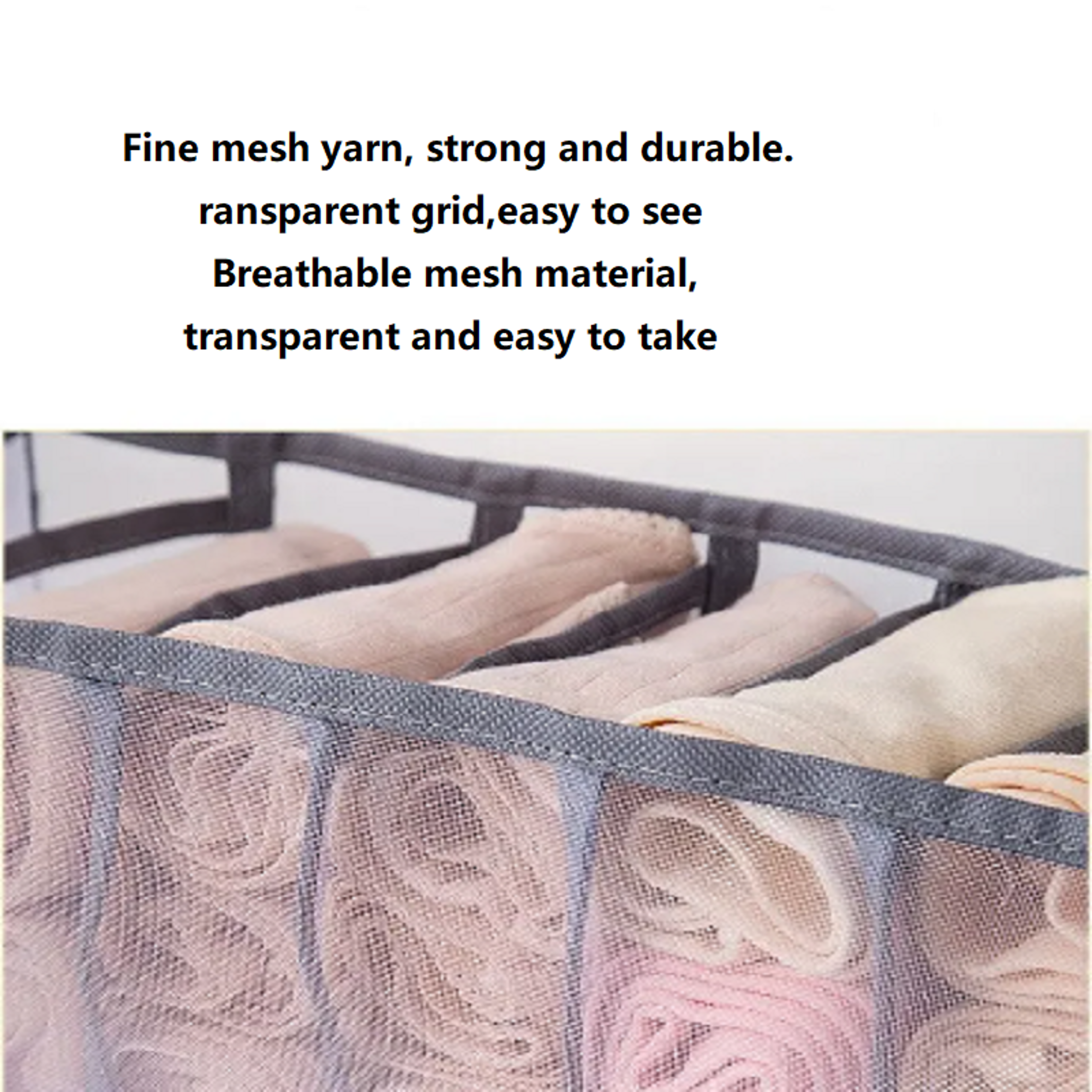 11 Compartment Collapsible Underwear Organizer With Breathable Nylon Mesh 3
