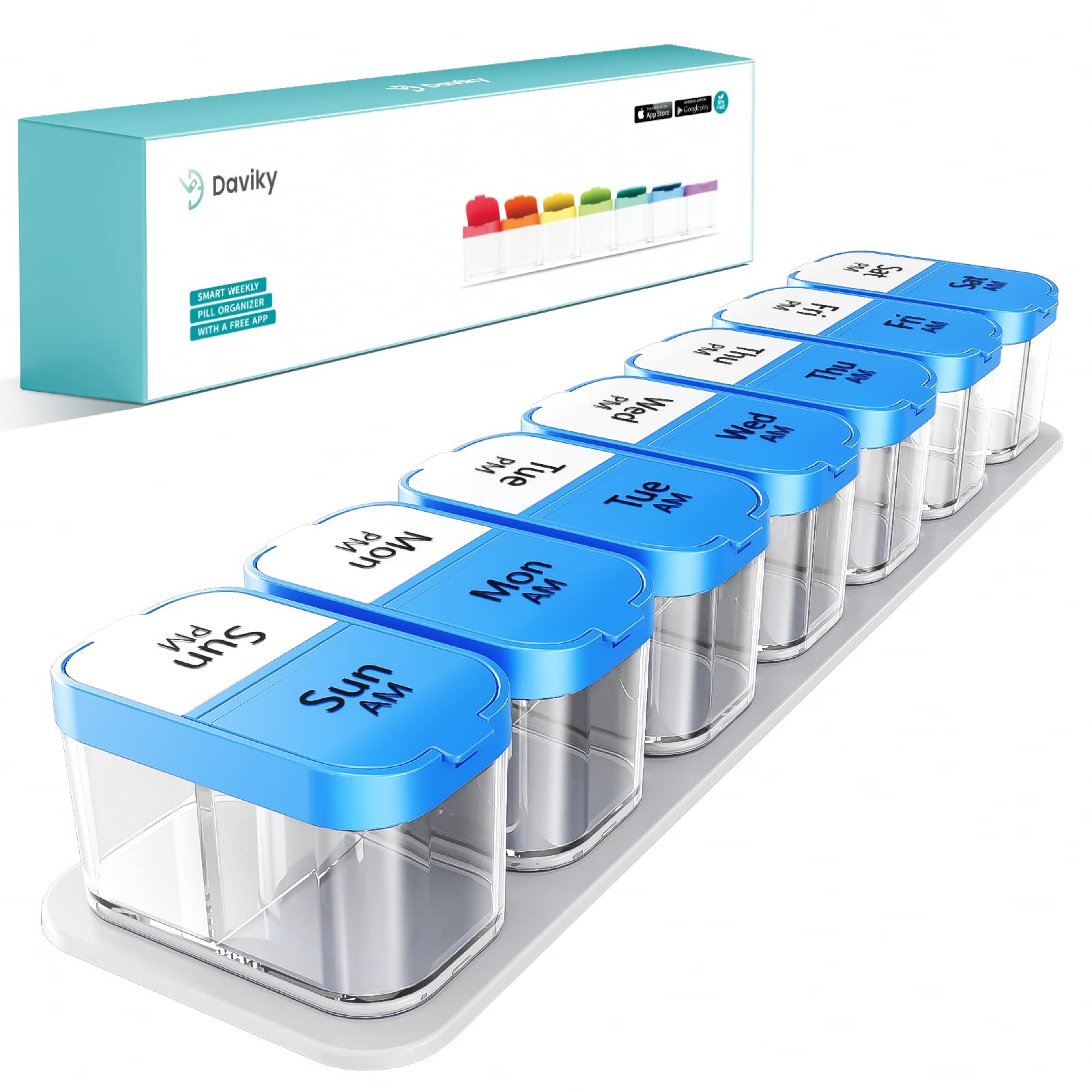 Extra Large 7Day AM PM Pill Organizer With 14 Compartments For Medicine Vitamins And Supplements 0