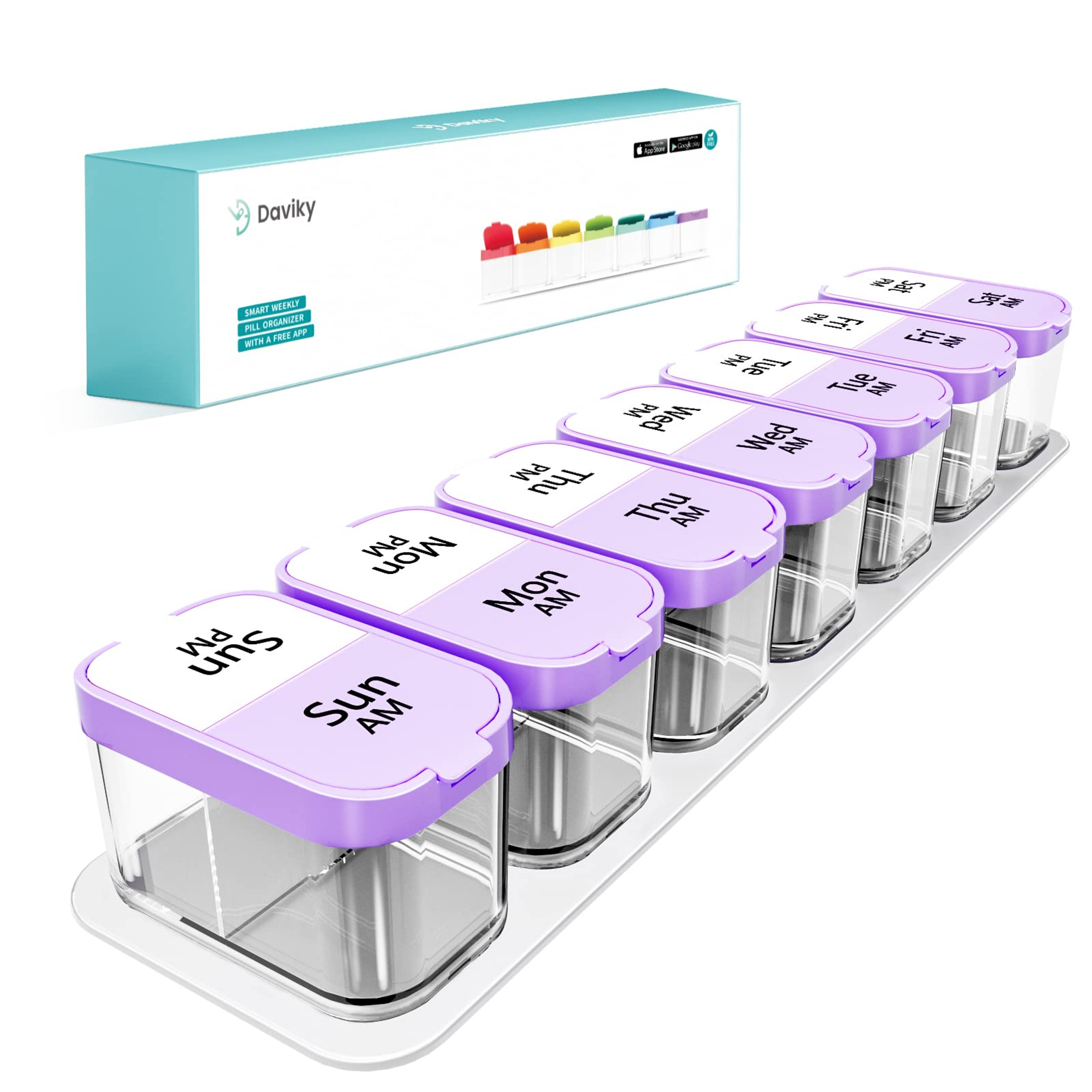 Extra Large 7Day AM PM Pill Organizer With 14 Compartments For Medicine Vitamins And Supplements 10